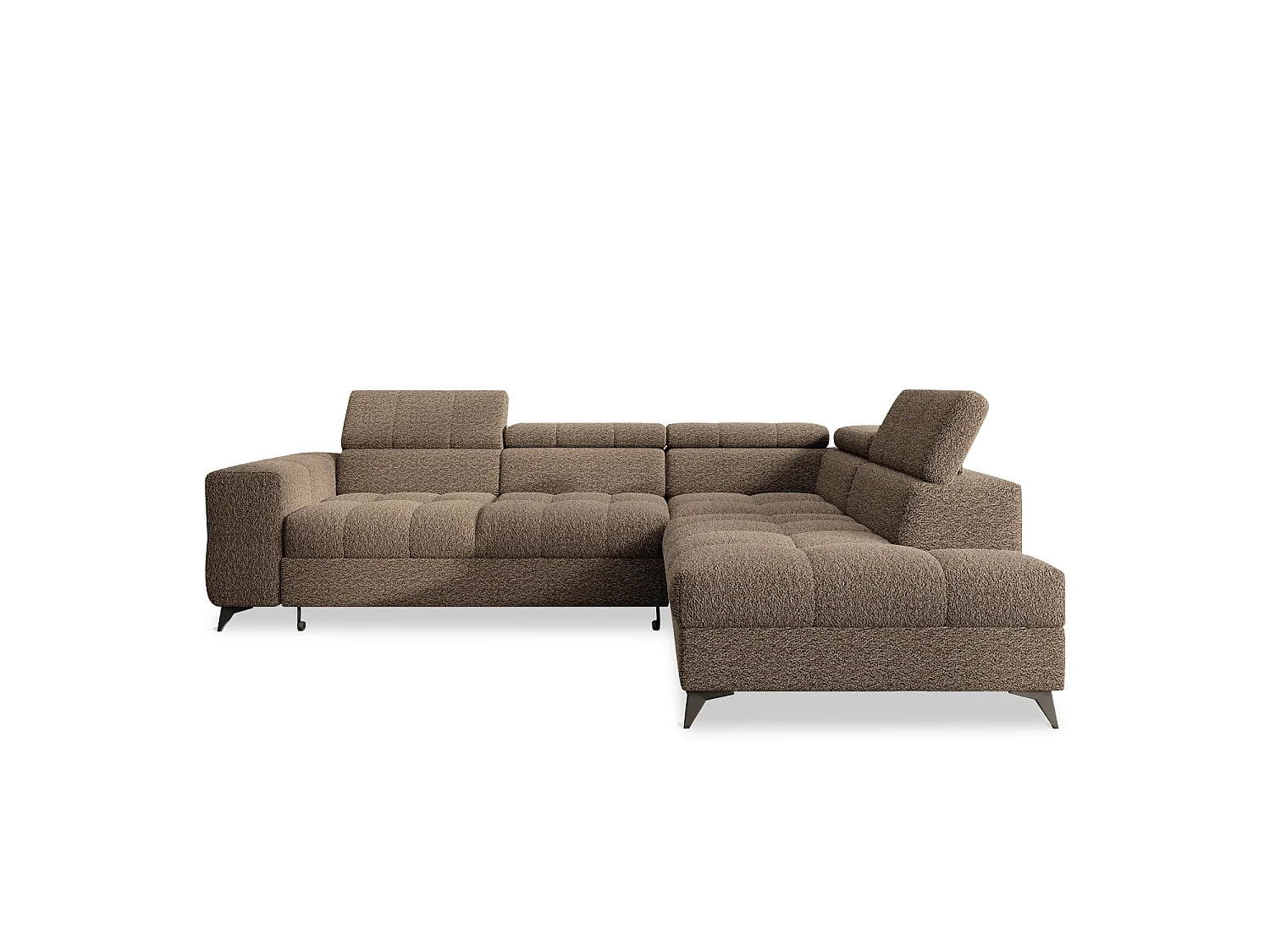 Canapé d'angle droit convertible Gaspard Bouclette Taupe