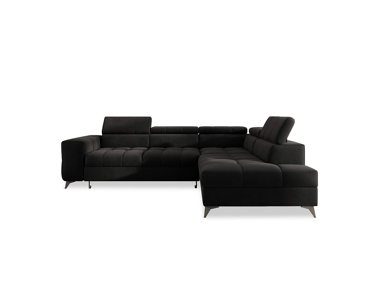 Canapé d'angle droit convertible Gaspard velours Noir