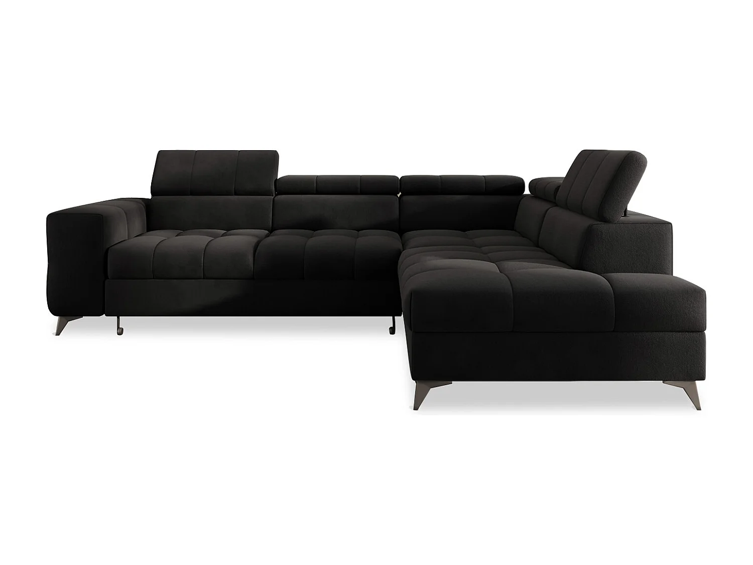 Canapé d'angle droit convertible Gaspard velours Noir