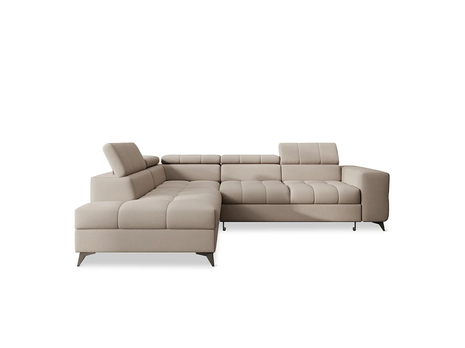 Canapé d'angle gauche convertible Gaspard velours Beige