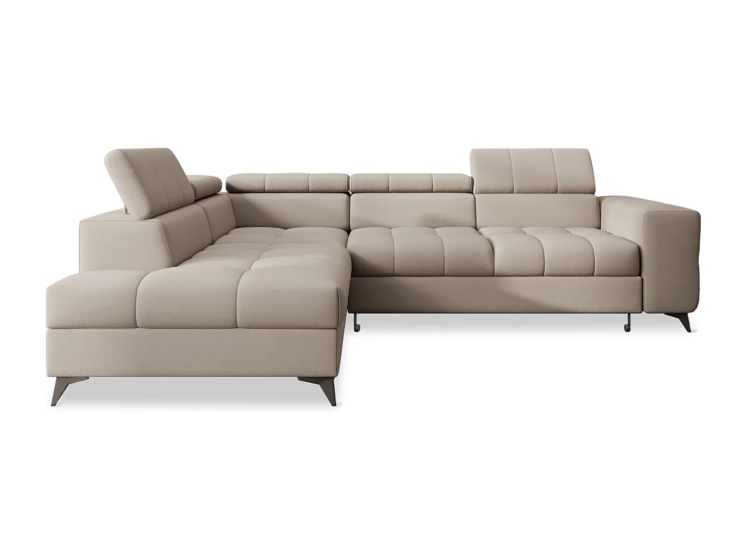 Canapé d'angle gauche convertible Gaspard velours Beige