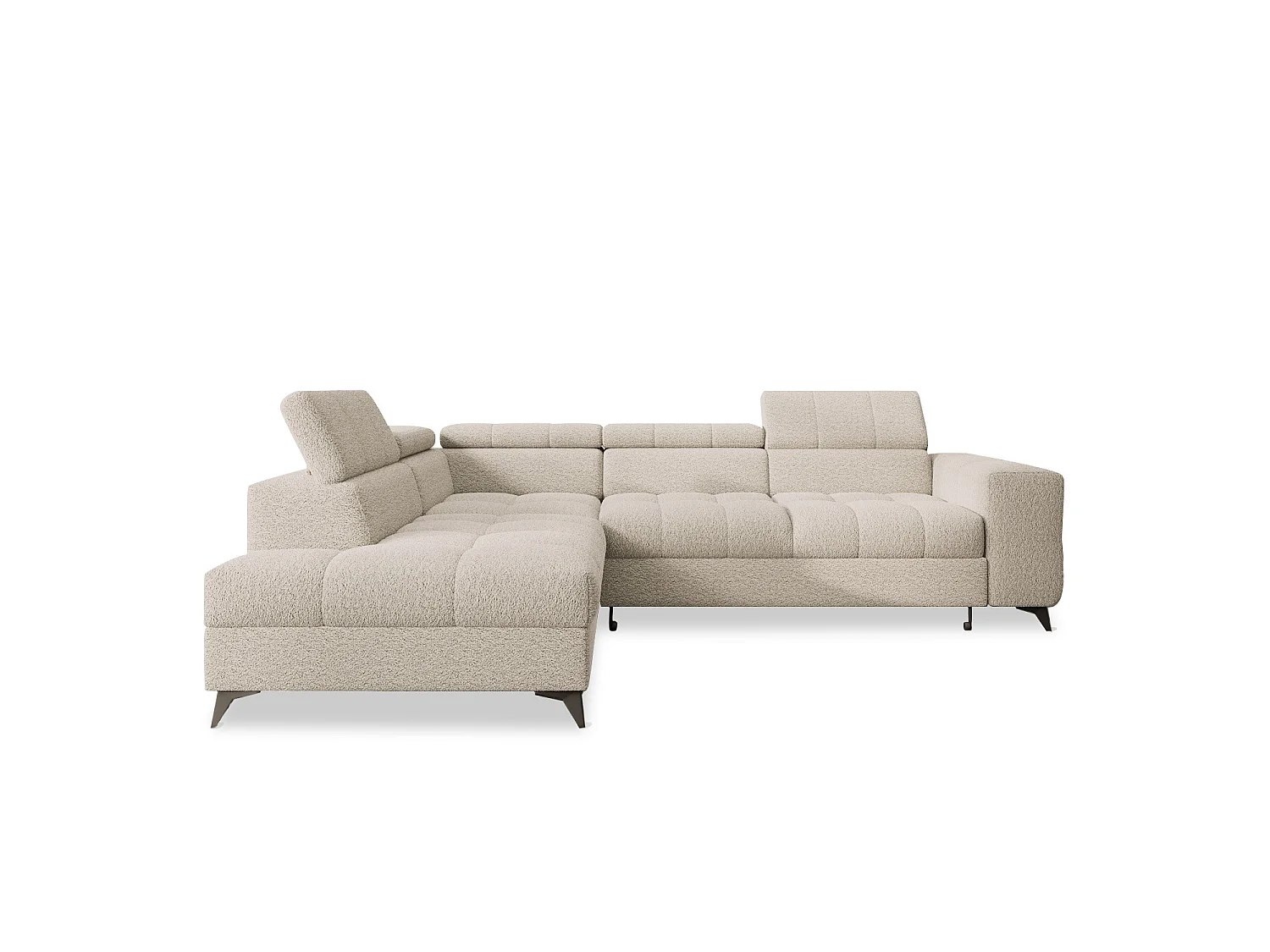 Canapé d'angle gauche convertible Gaspard Bouclette Beige