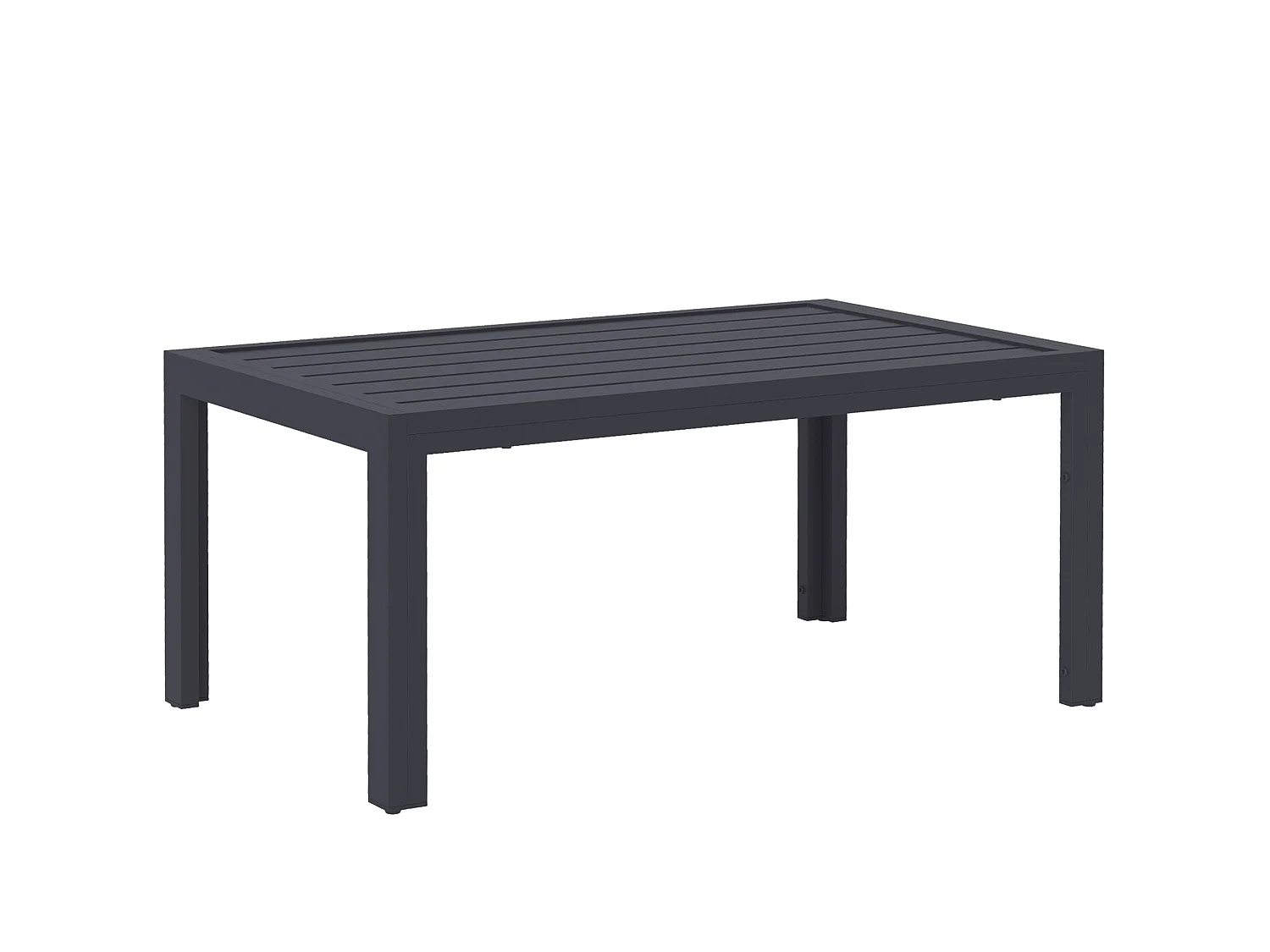 Table basse de jardin rectangulaire dim. 101,5 x 61 x 46 cm plateau à lattes métal époxy gris