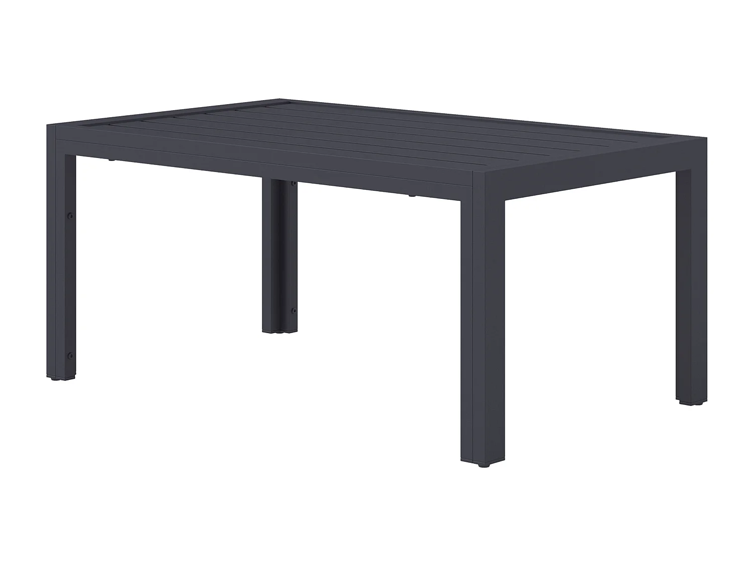 Table basse de jardin rectangulaire dim. 101,5 x 61 x 46 cm plateau à lattes métal époxy gris