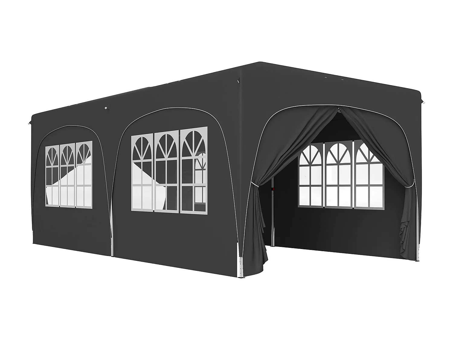 Tonnelle barnum pop up automatique 3x6 m - hauteur réglable - sac de transport, 6 sacs à lester inclus - anthracite