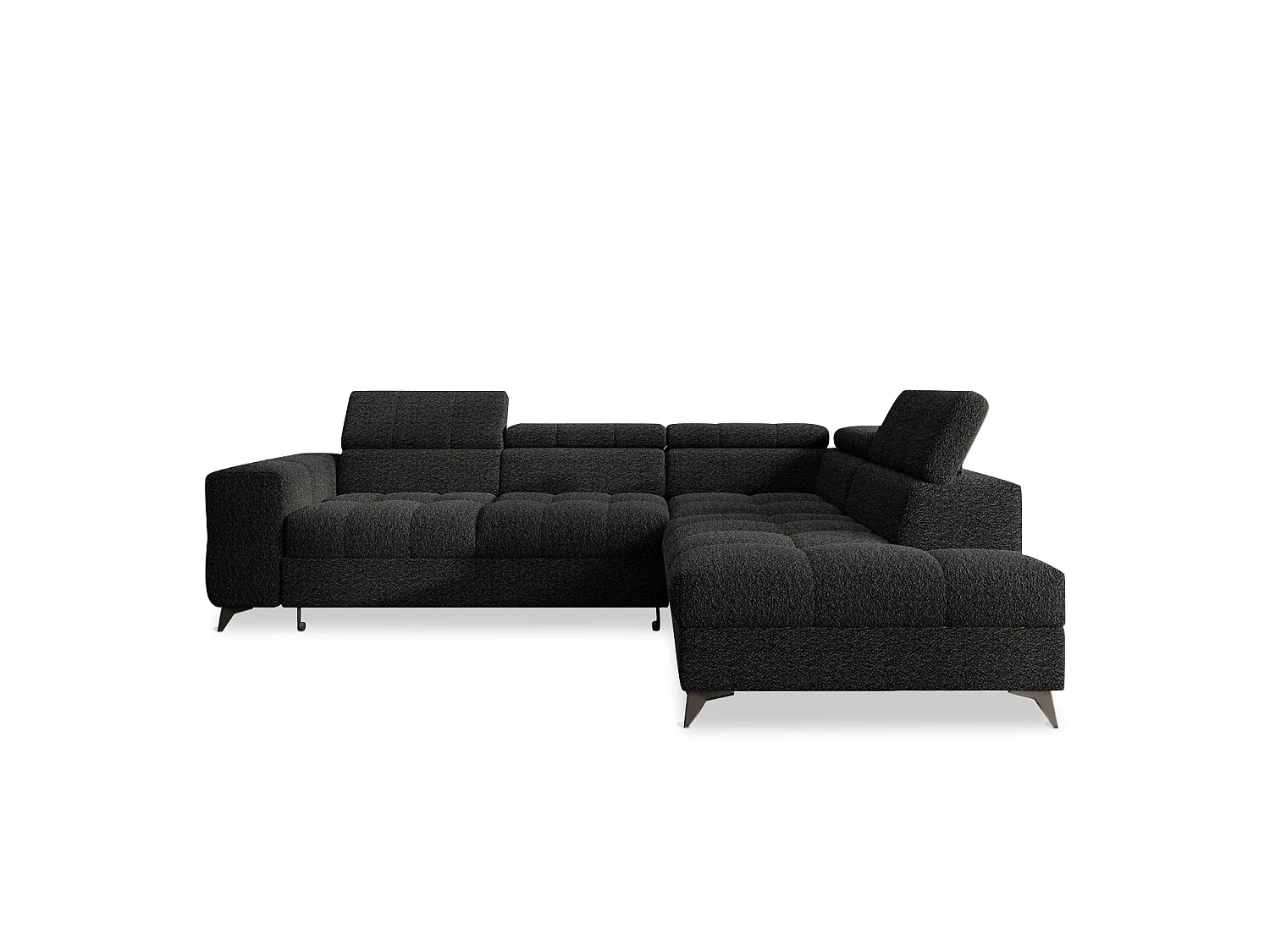 Canapé d'angle droit convertible Gaspard Bouclette Noir