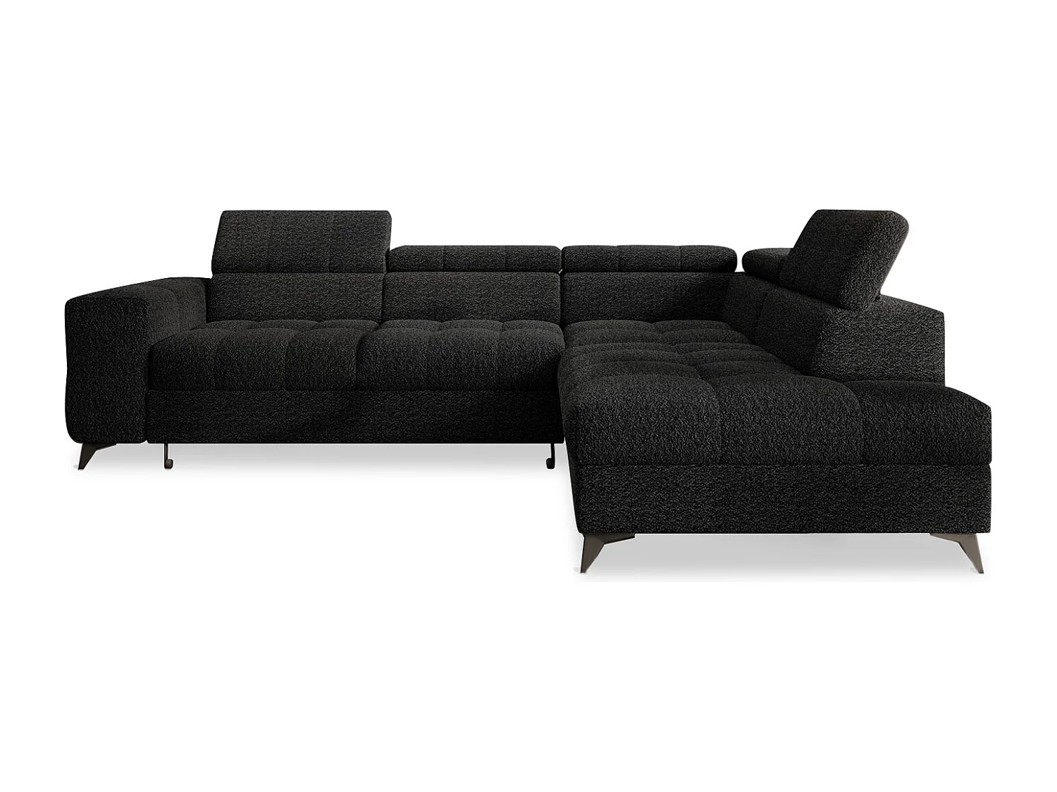 Canapé d'angle droit convertible Gaspard Bouclette Noir