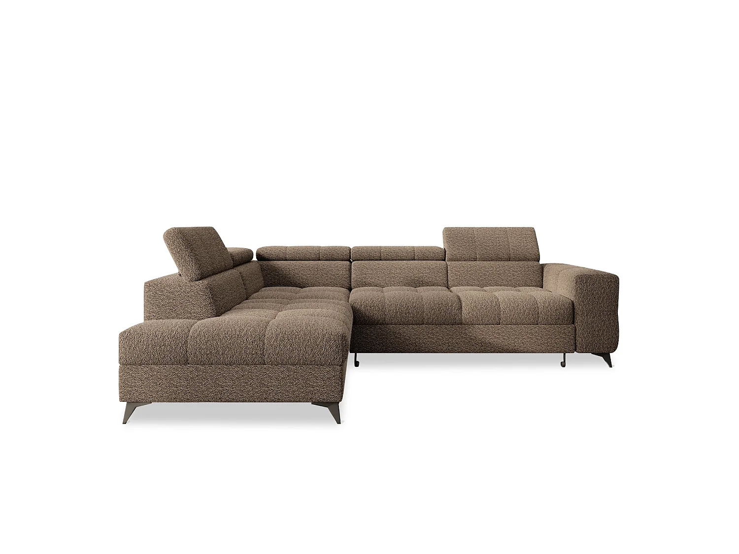 Canapé d'angle gauche convertible Gaspard Bouclette Taupe