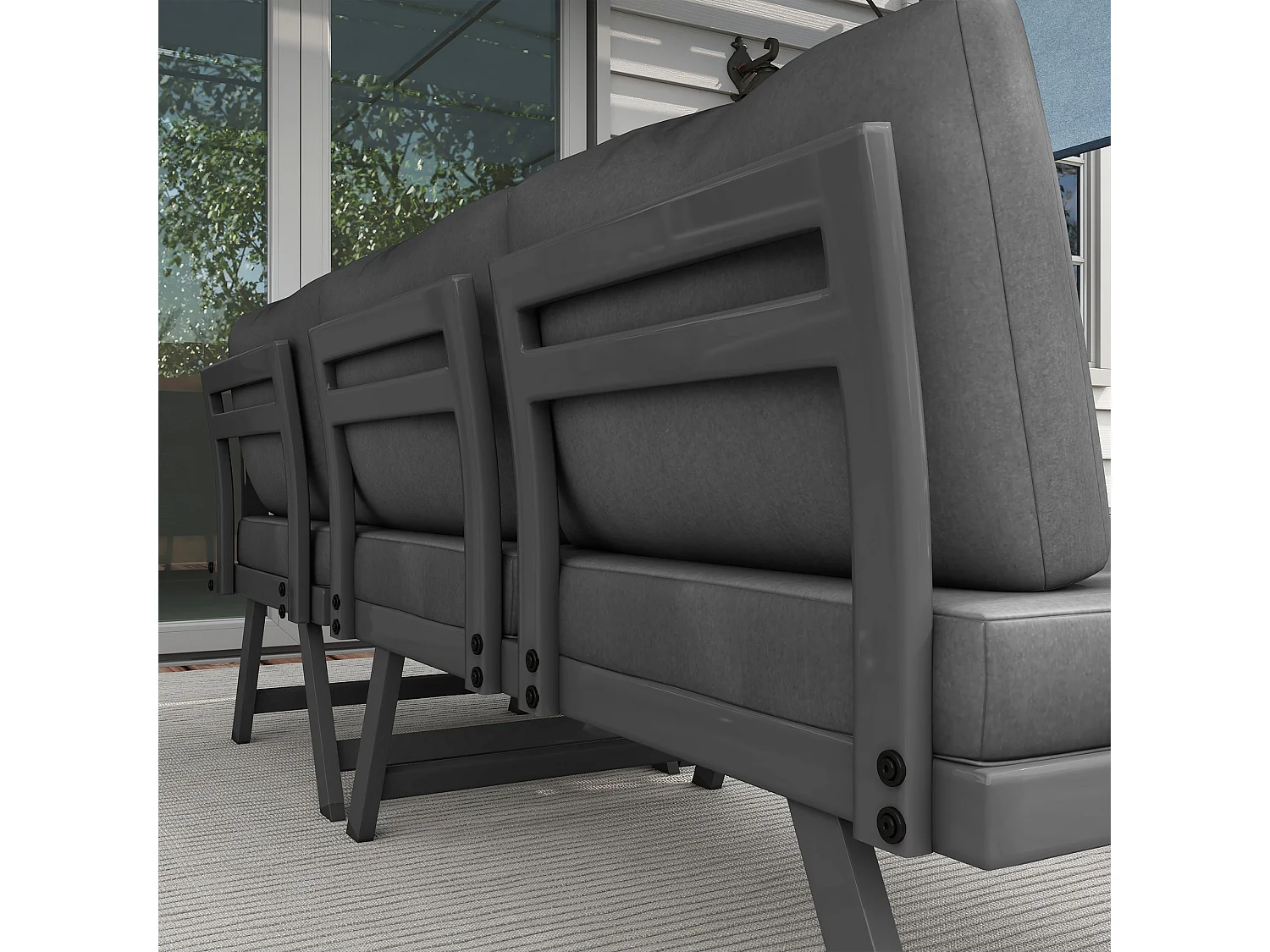 Salon de jardin d'angle convertible – 4 pièces – Table incluse