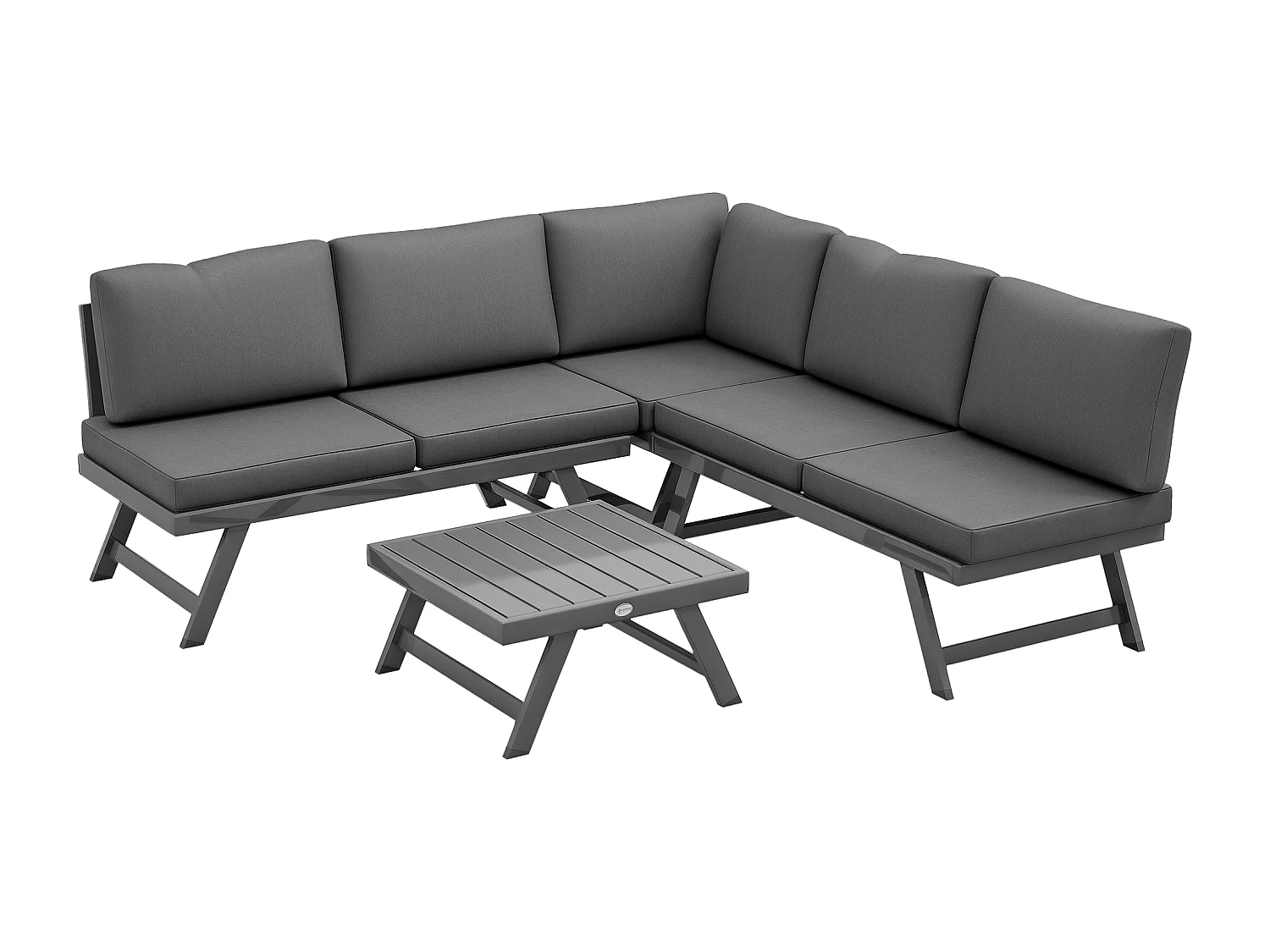 Salon de jardin d'angle convertible – 4 pièces – Table incluse