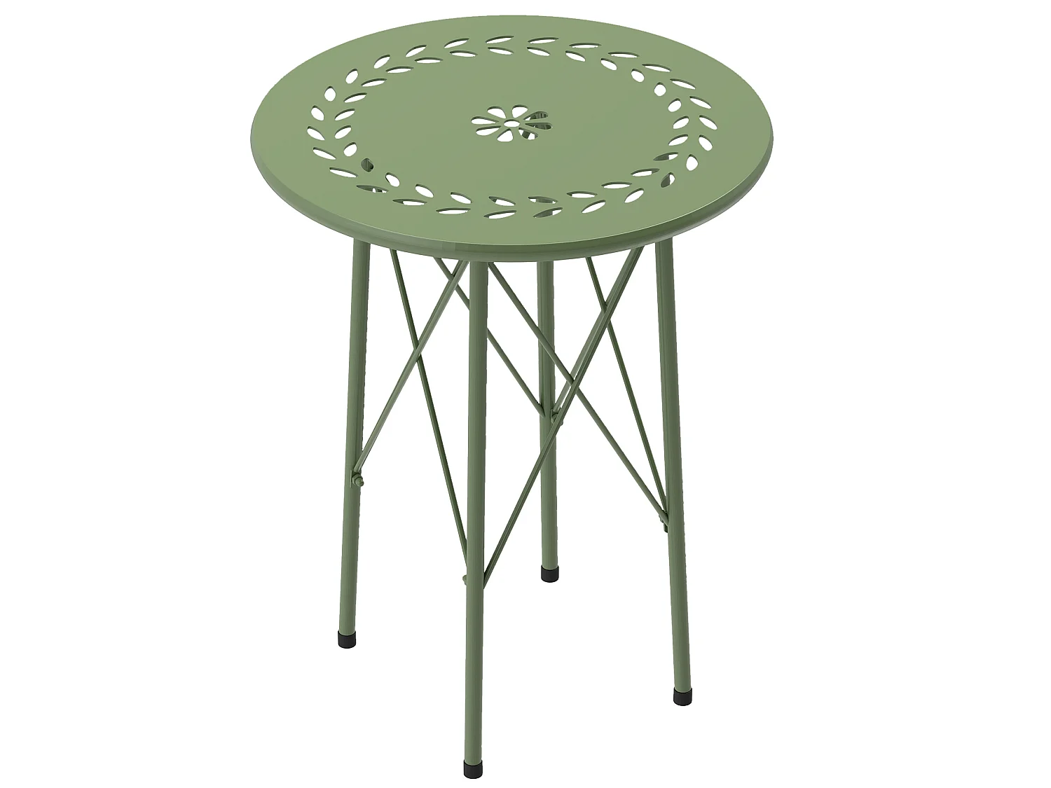 Table d'appoint de jardin - table basse extérieure - dia. 40 x 50H cm - acier époxy vert