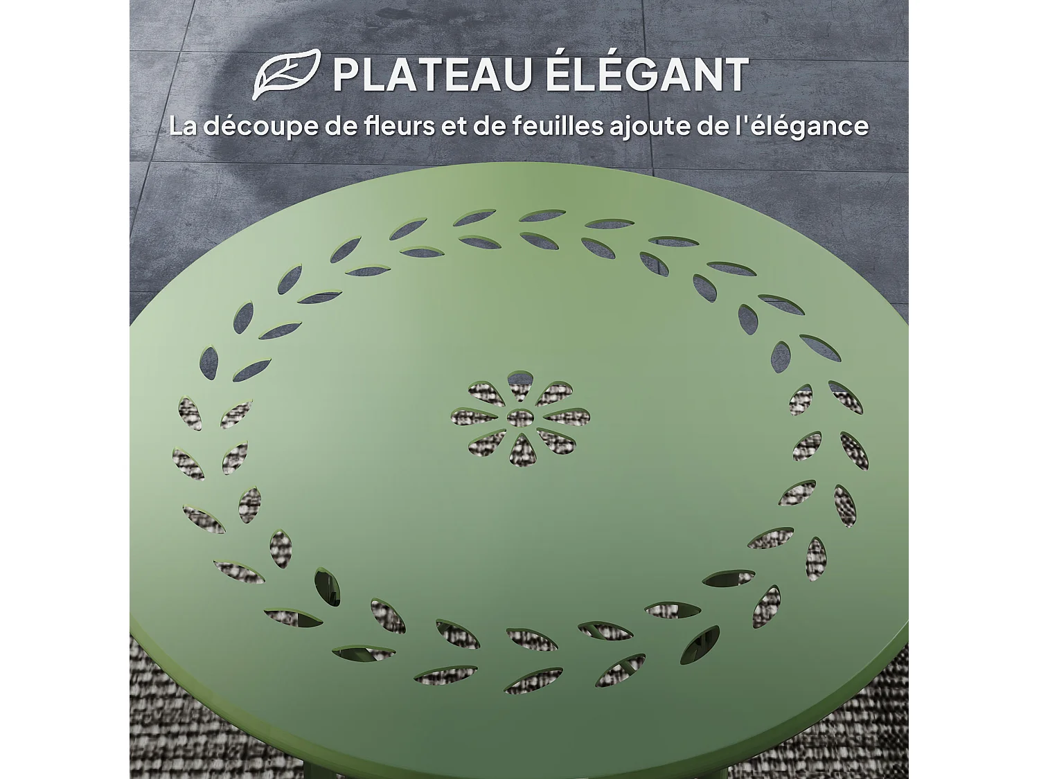 Table d'appoint de jardin - table basse extérieure - dia. 40 x 50H cm - acier époxy vert