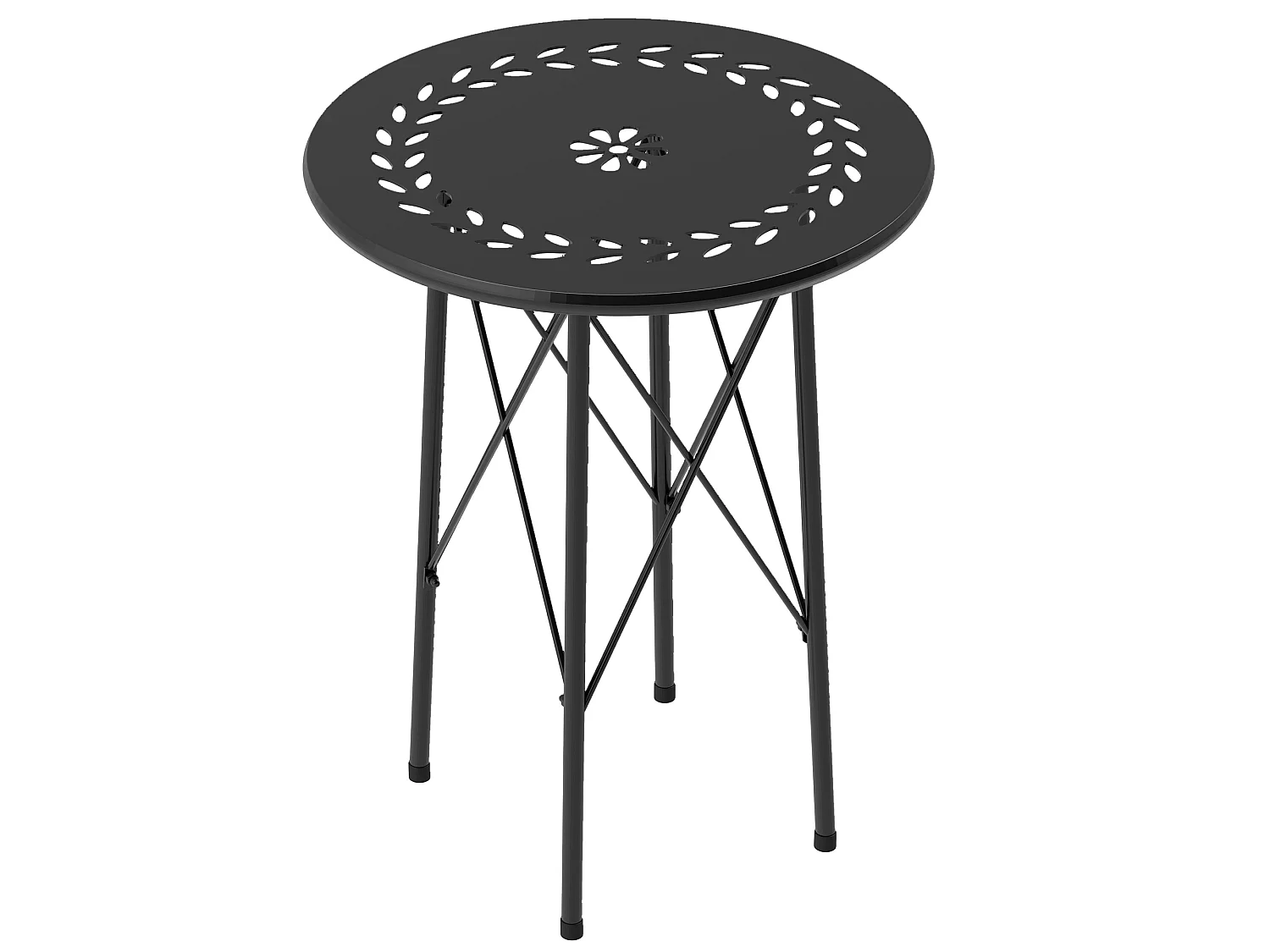 Table d'appoint de jardin - table basse extérieure - dia. 40 x 50H cm - acier époxy noir