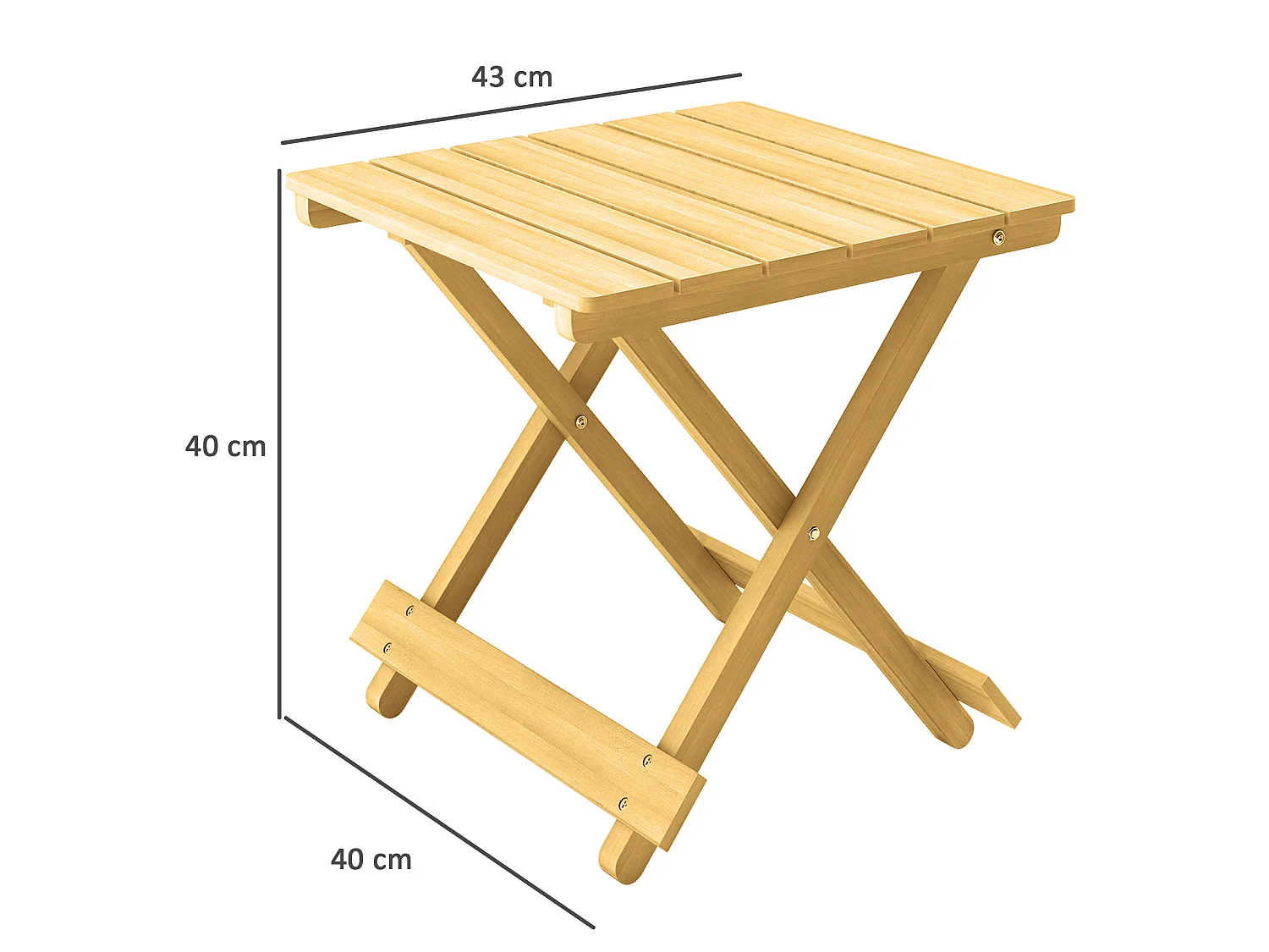Table basse pliable de jardin camping plateau à lattes 40 x 43l x 40H cm bois sapin pré-huilé