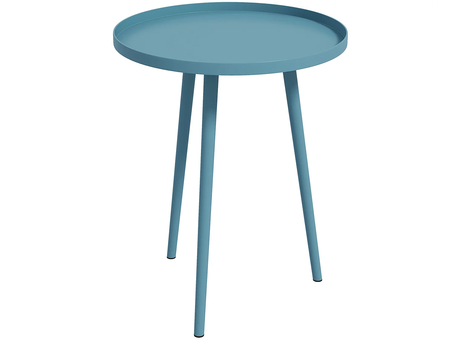 Table basse de jardin d'appoint design scandinave Ø 40 x 50H cm acier époxy bleu