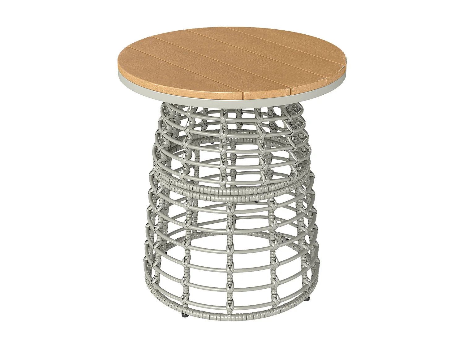 Table basse de jardin table d'appoint extérieur résine aspect rotin métal gris