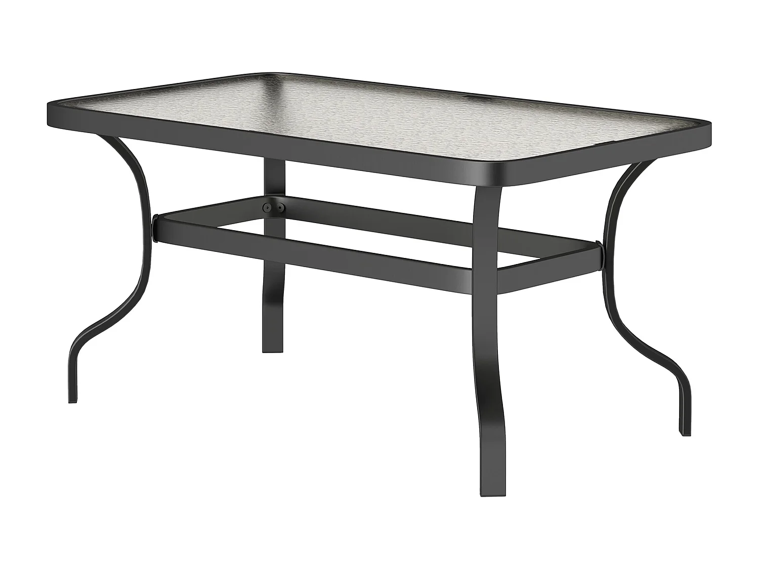 Table basse de jardin rectangulaire dim. 95 x 55 x 46 cm métal noir plateau verre trempé texturé