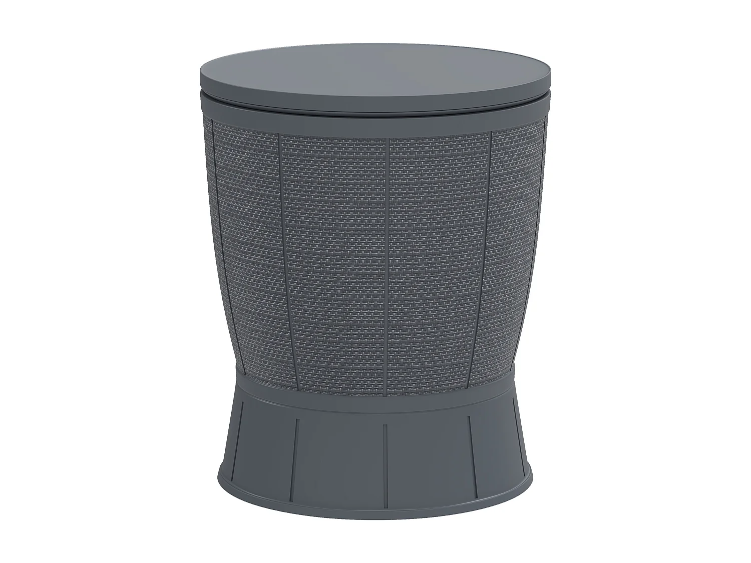 Seau à glace table basse 2 en 1 - plateau télescopique - dia. 49 x 58-84H cm - PP effet résine gris