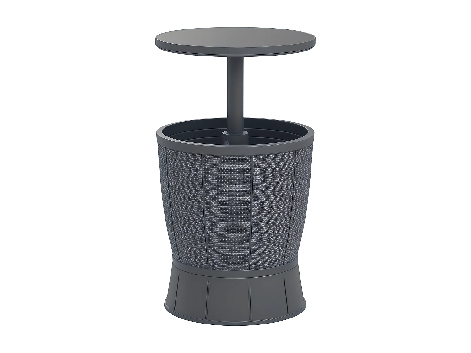 Seau à glace table basse 2 en 1 - plateau télescopique - dia. 49 x 58-84H cm - PP effet résine gris
