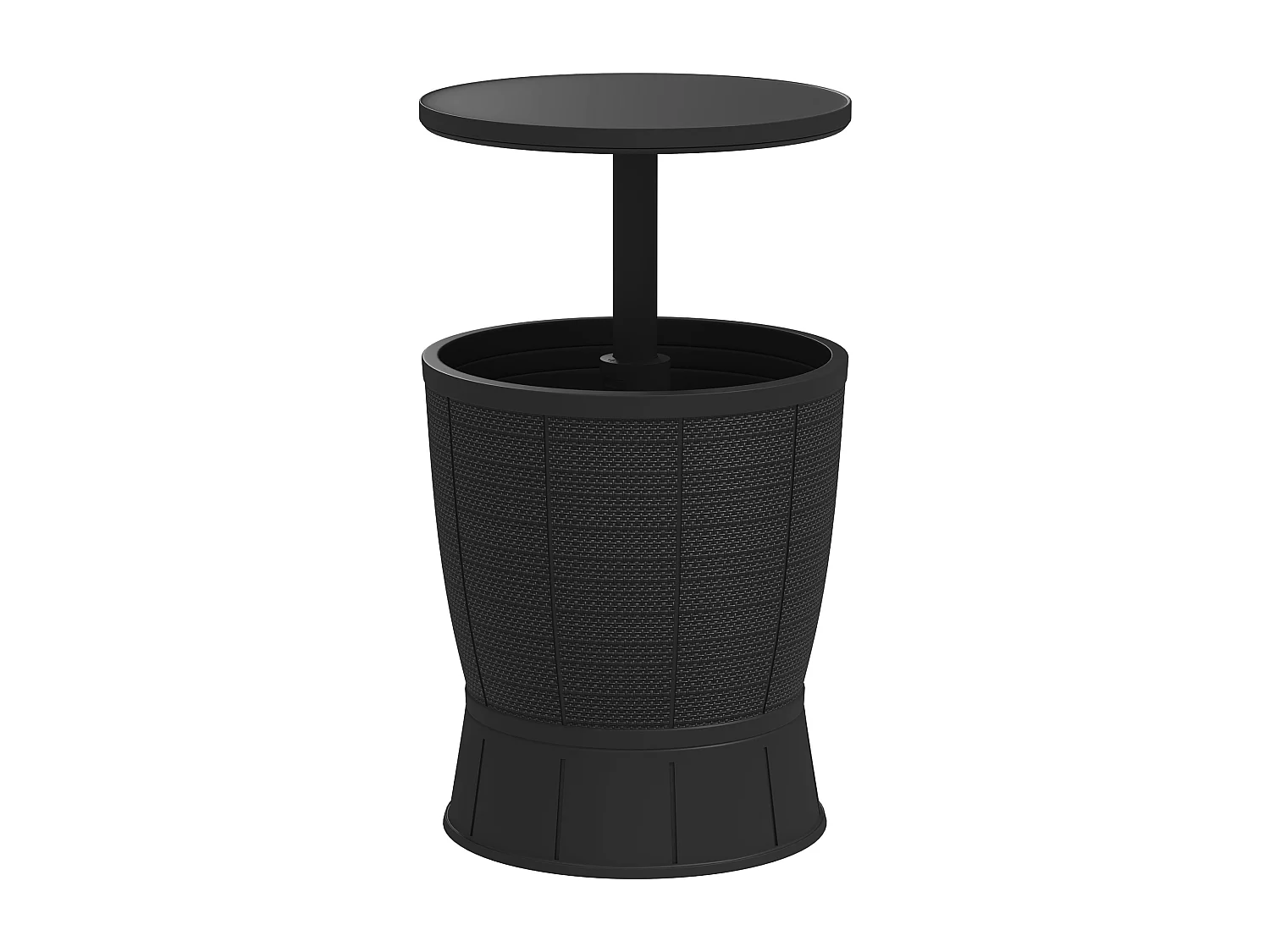Seau à glace table basse 2 en 1 - plateau télescopique - dia. 49 x 58-84H cm - PP effet résine noir