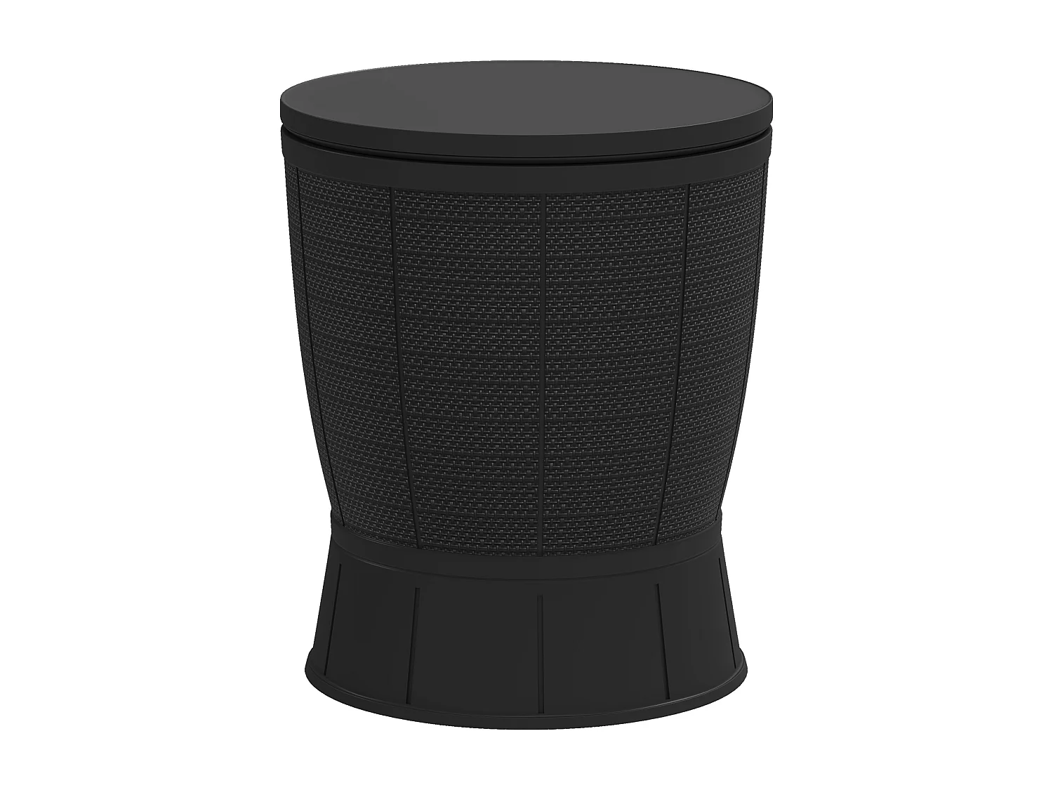 Seau à glace table basse 2 en 1 - plateau télescopique - dia. 49 x 58-84H cm - PP effet résine noir