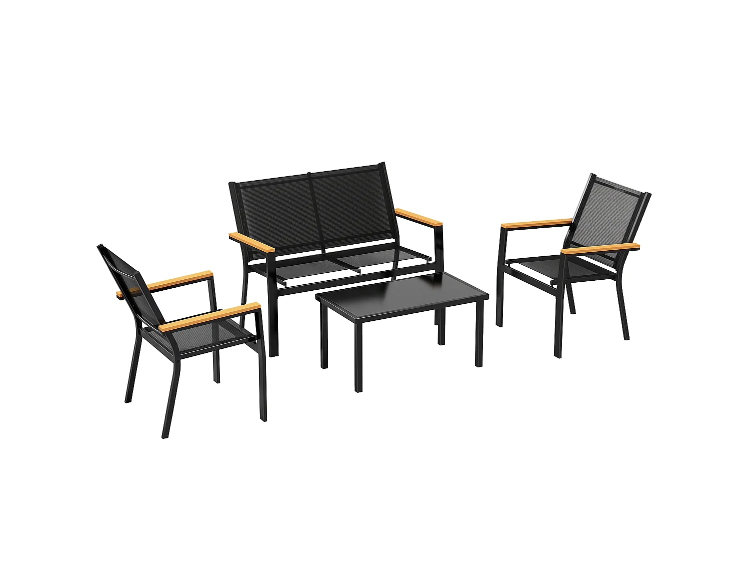 Salon de jardin design bicolore 4 personnes 4 pièces