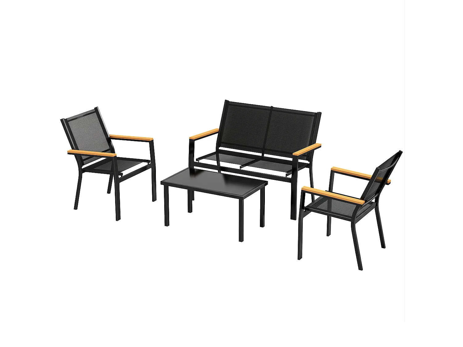 Salon de jardin design bicolore 4 personnes 4 pièces