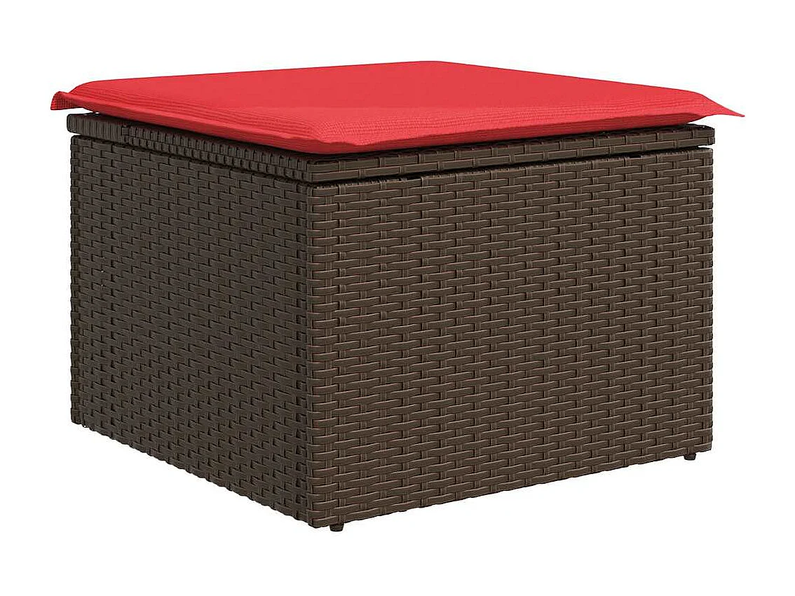 Salon de jardin avec coussins 6pièces marron résine tressée acacia