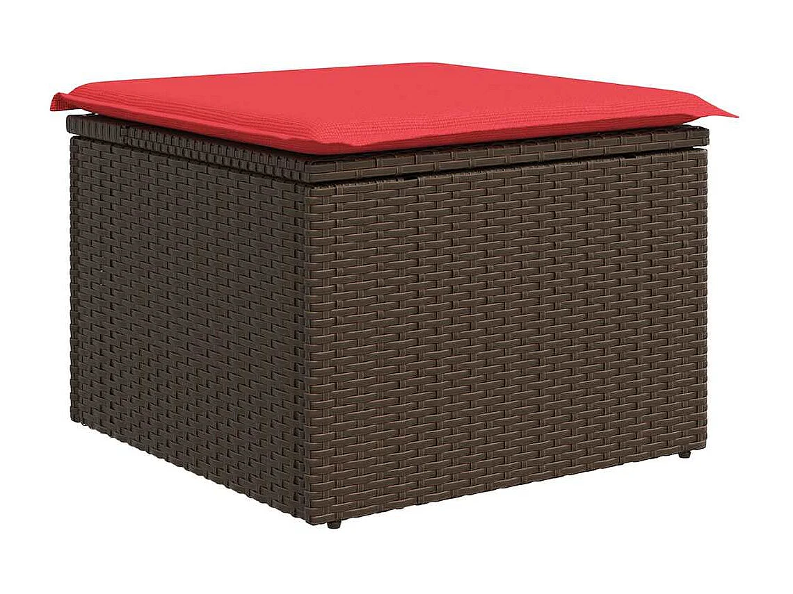Salon de jardin avec coussins 8pièces marron résine tressée acacia