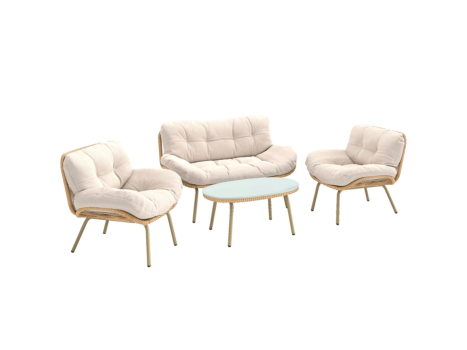 Salon de jardin design 4 places grand confort épais coussins