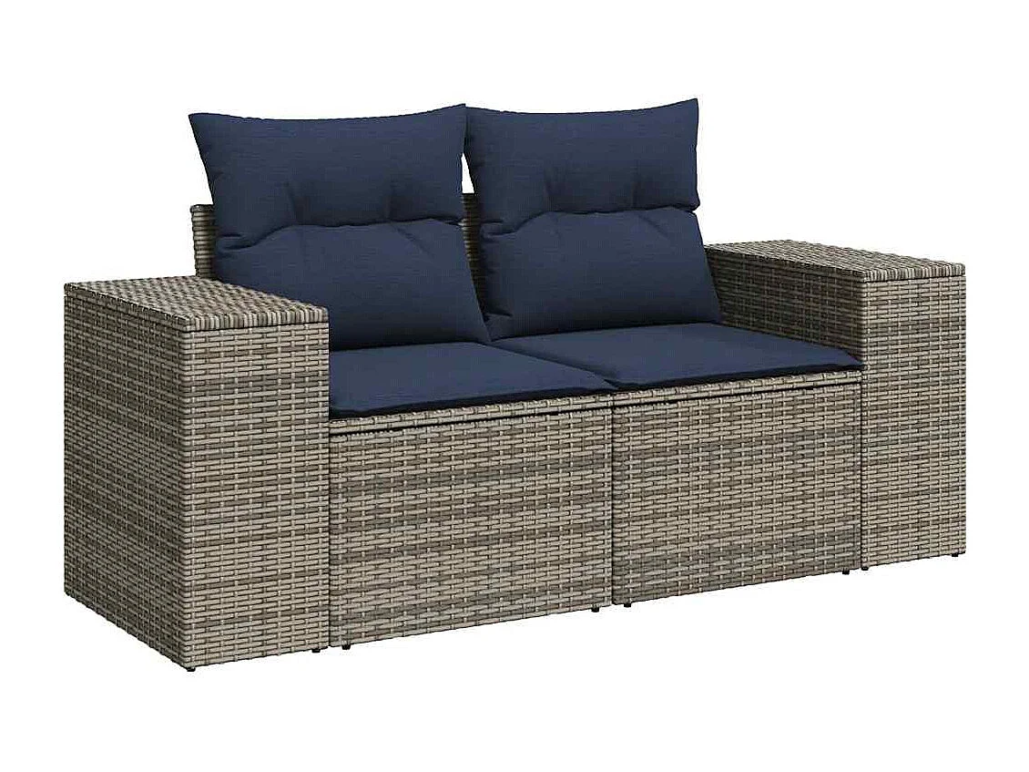 Salon de jardin avec coussins 8 pièces gris résine tressée acacia