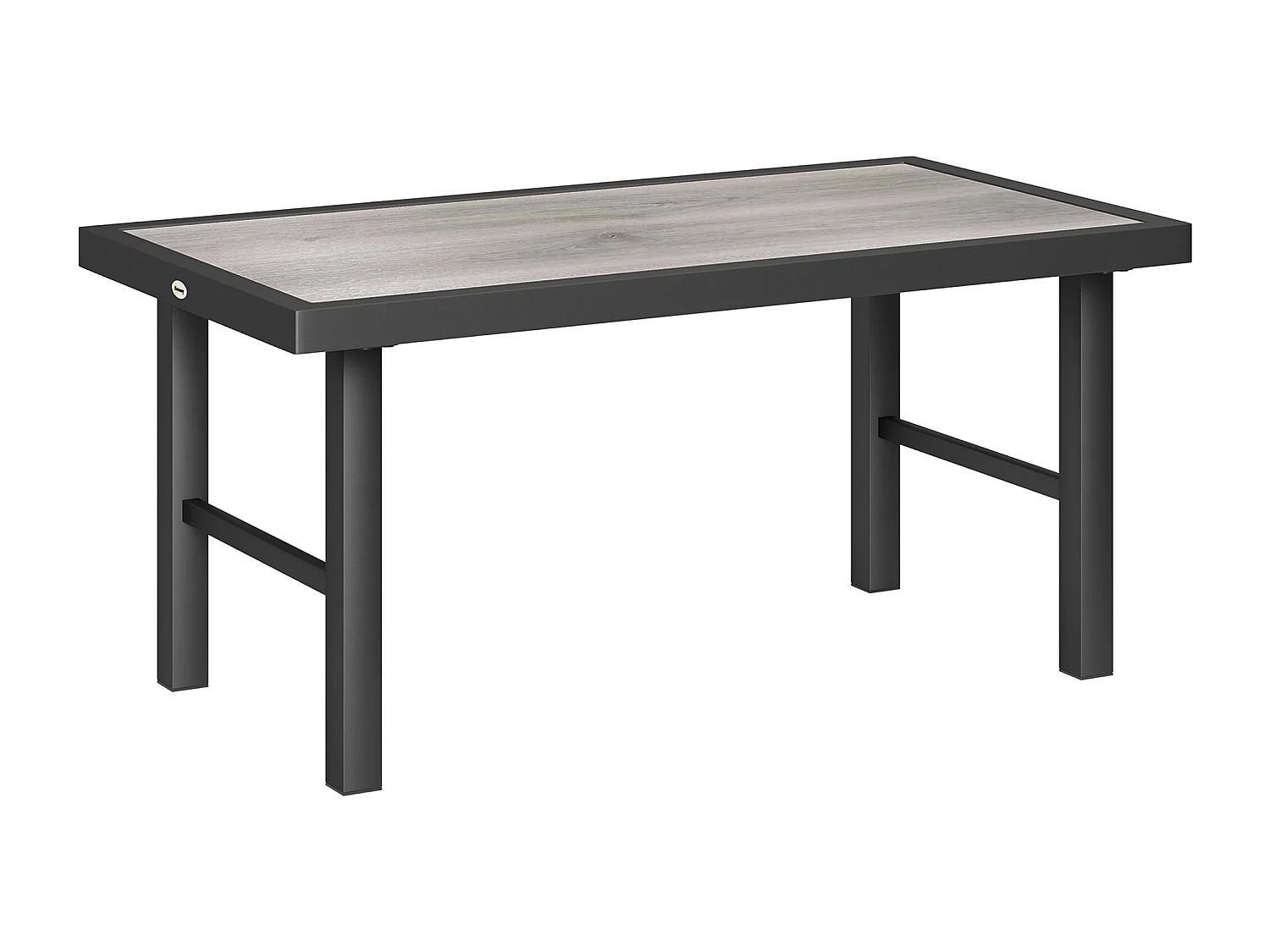 Table basse de jardin plateau SPC à effet bois gris métal noir