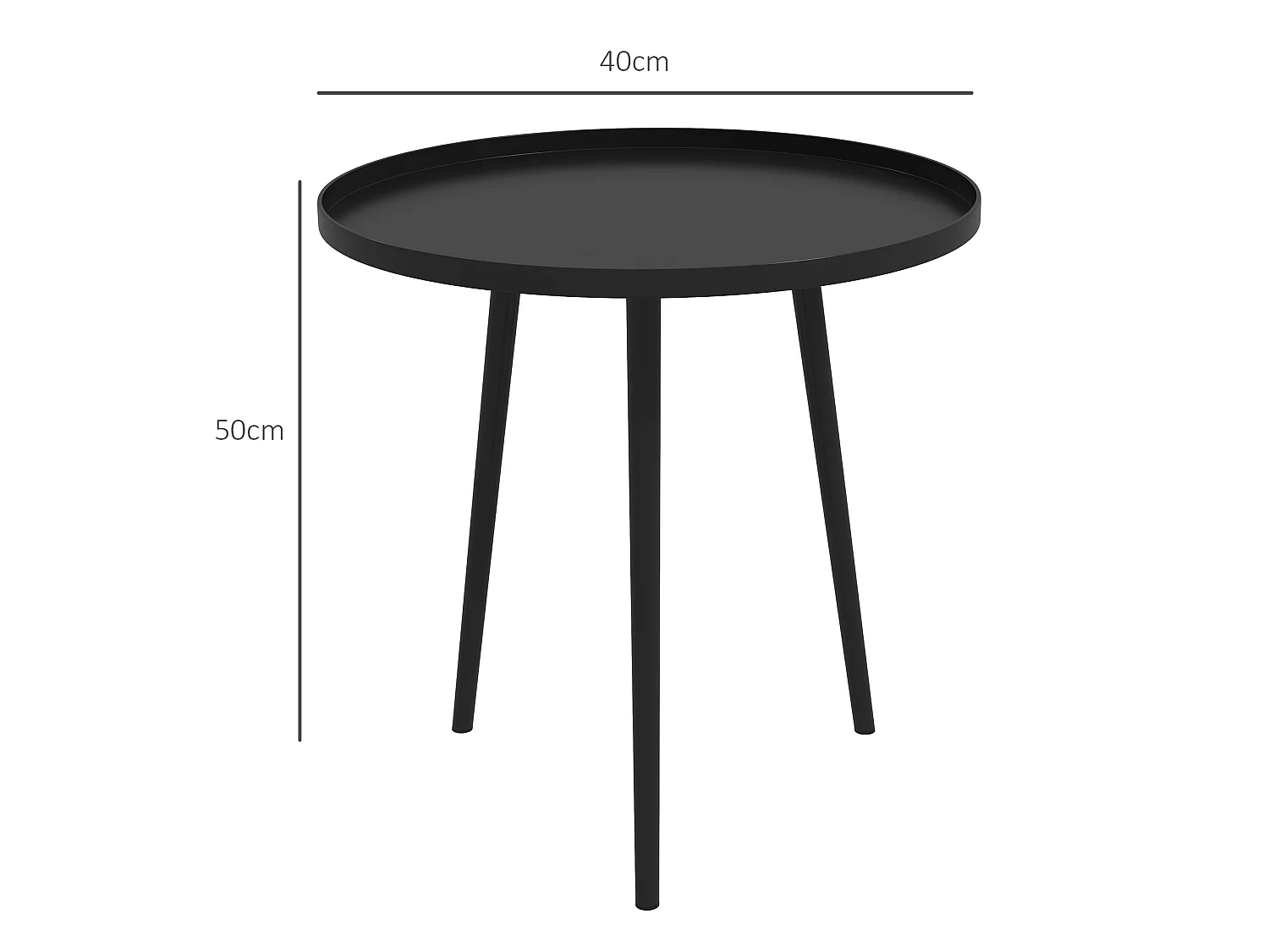 Table basse de jardin d'appoint design scandinave Ø 40 x 50H cm acier époxy noir