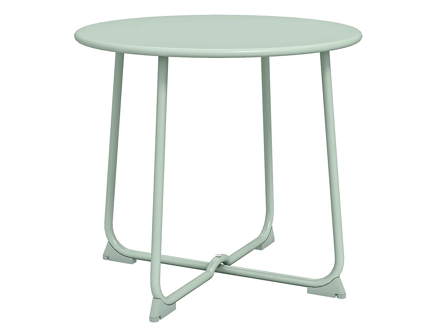 Table basse de jardin compacte dia.50 x H.45 cm métal vert d'eau