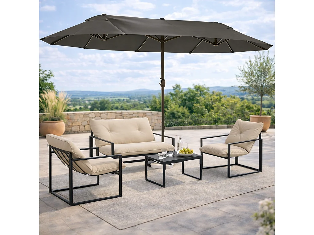 Salon de jardin 4 pièces – 4 personnes – Canapé et fauteuils