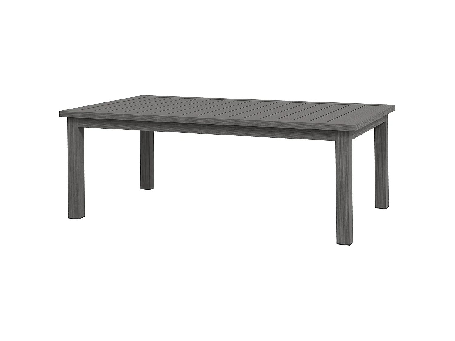 Table basse rectangulaire de jardin plateau lattes 100 x 60 x 37 cm alu effet bois brun