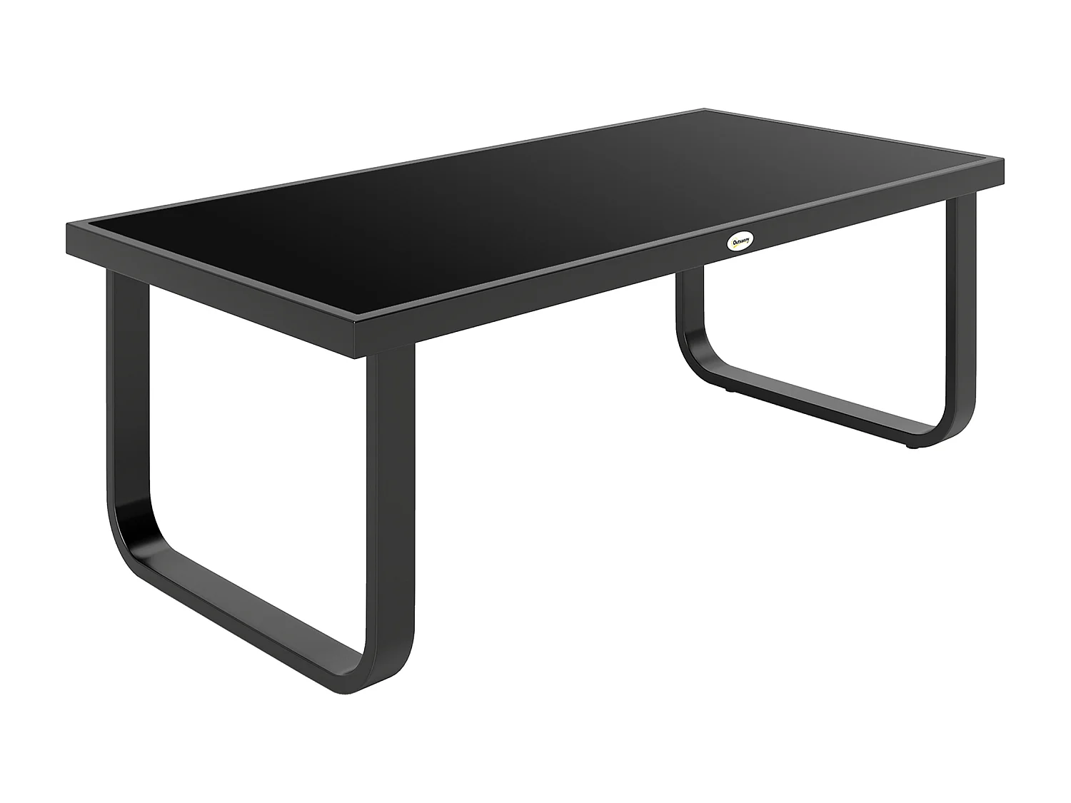 Table basse de jardin rectangulaire métal verre noir