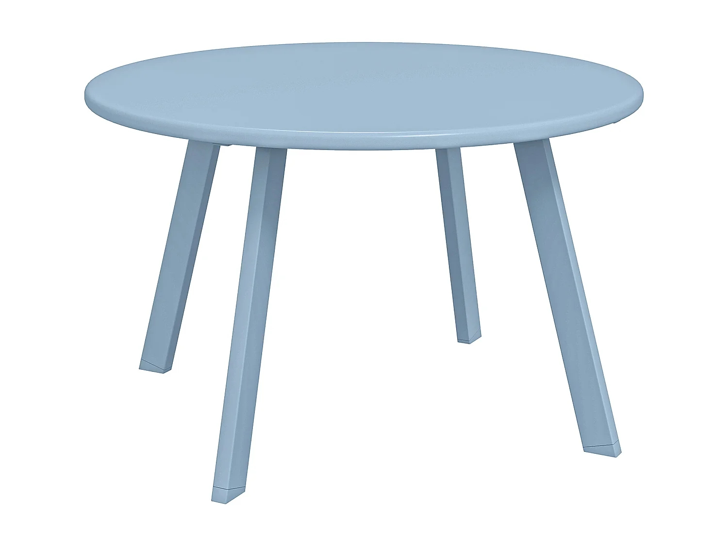 Table basse de jardin d'appoint style nordique Ø 70 x 42H cm métal époxy bleu