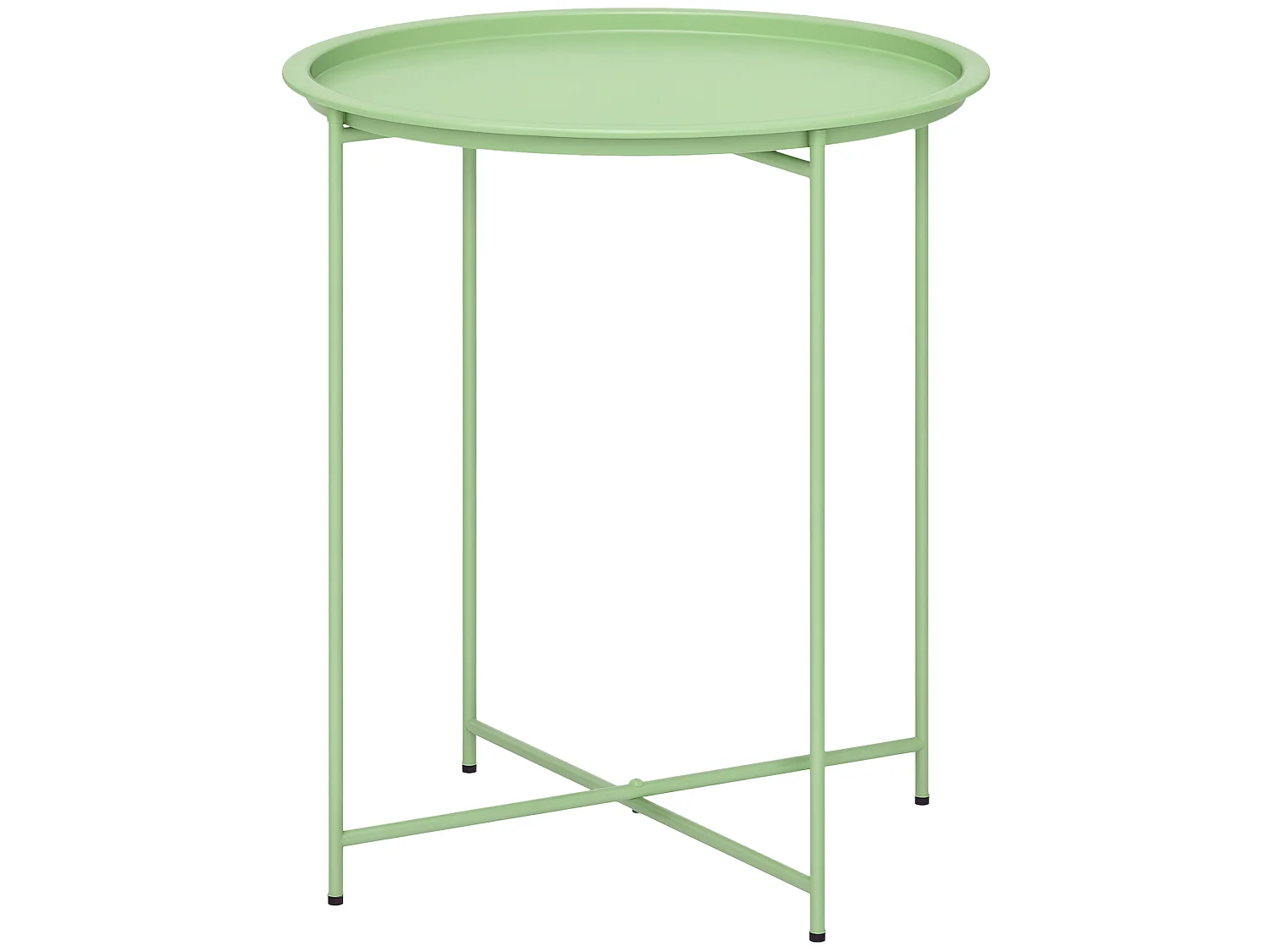 Table d'appoint de jardin pliable - table basse extérieure - dia. 46 x 50H cm - acier époxy vert pastel