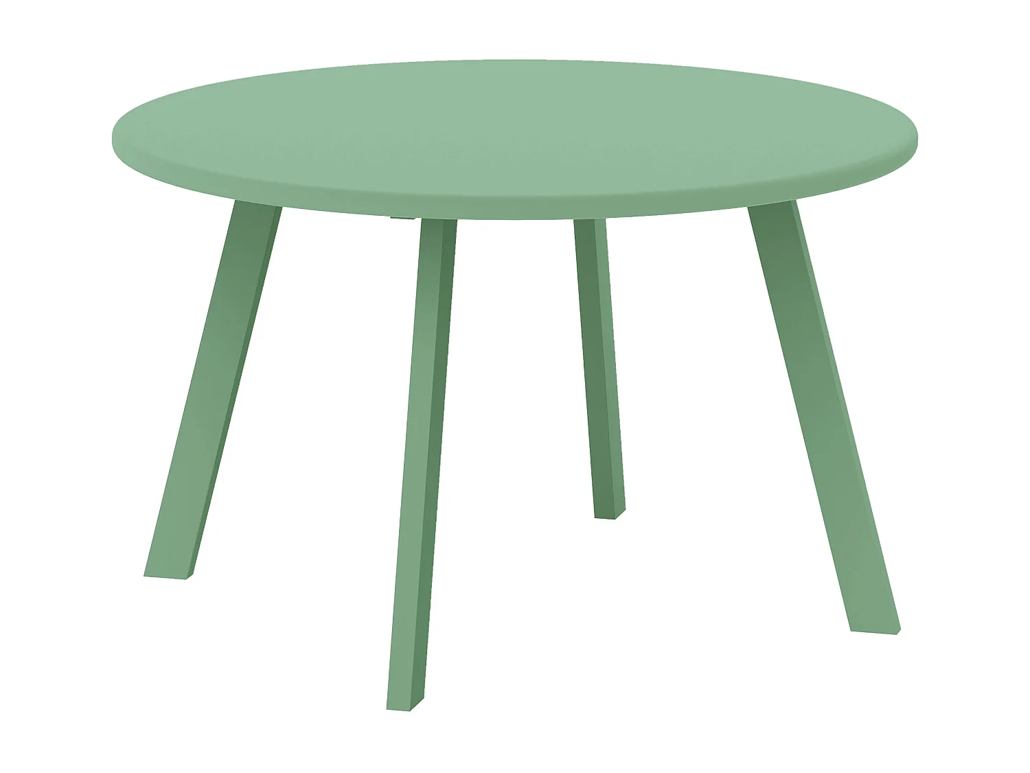 Table basse de jardin d'appoint style nordique Ø 70 x 42H cm métal époxy vert d'eau