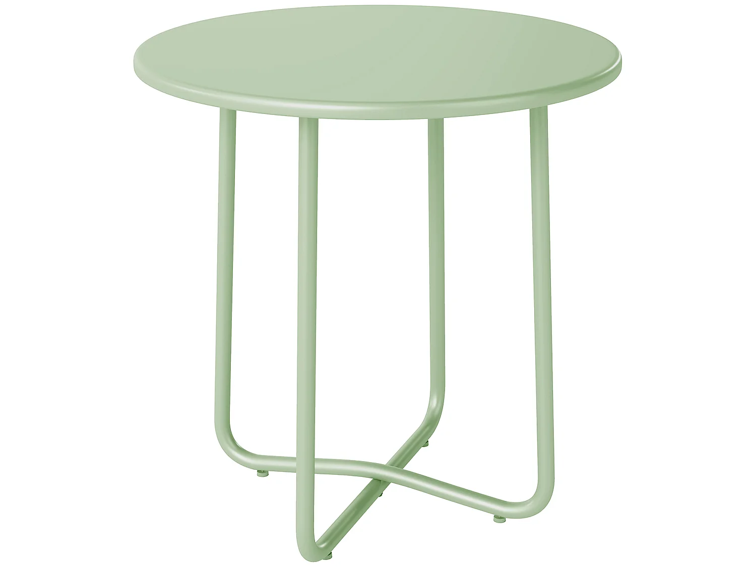 Table basse extérieure - table de jardin  ronde, bord enroulé, pieds réglables en hauteur - métal - Ø 48 x 51 cm - vert