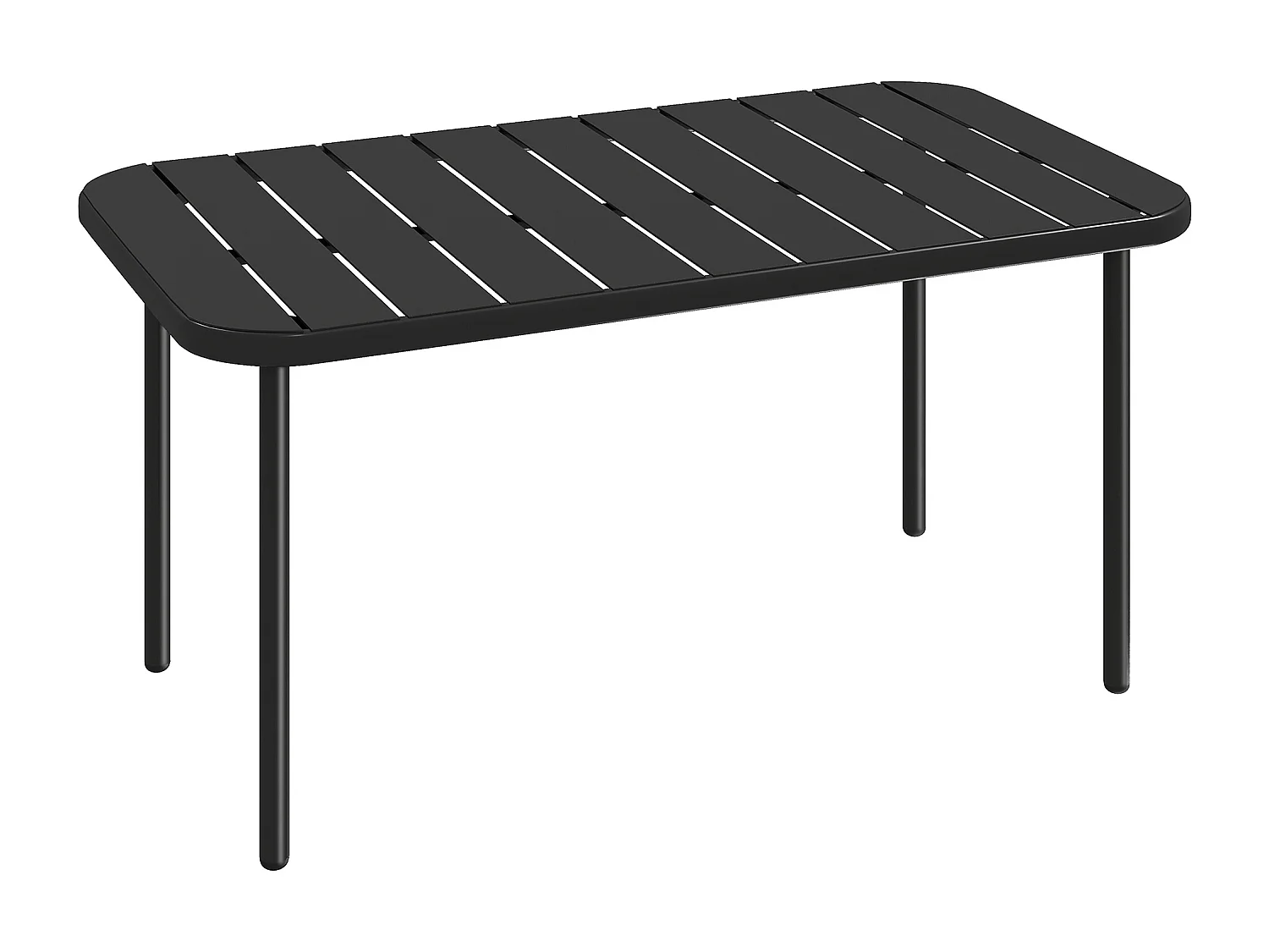 Table basse de jardin style néo-rétro rectangulaire arrondie métal noir