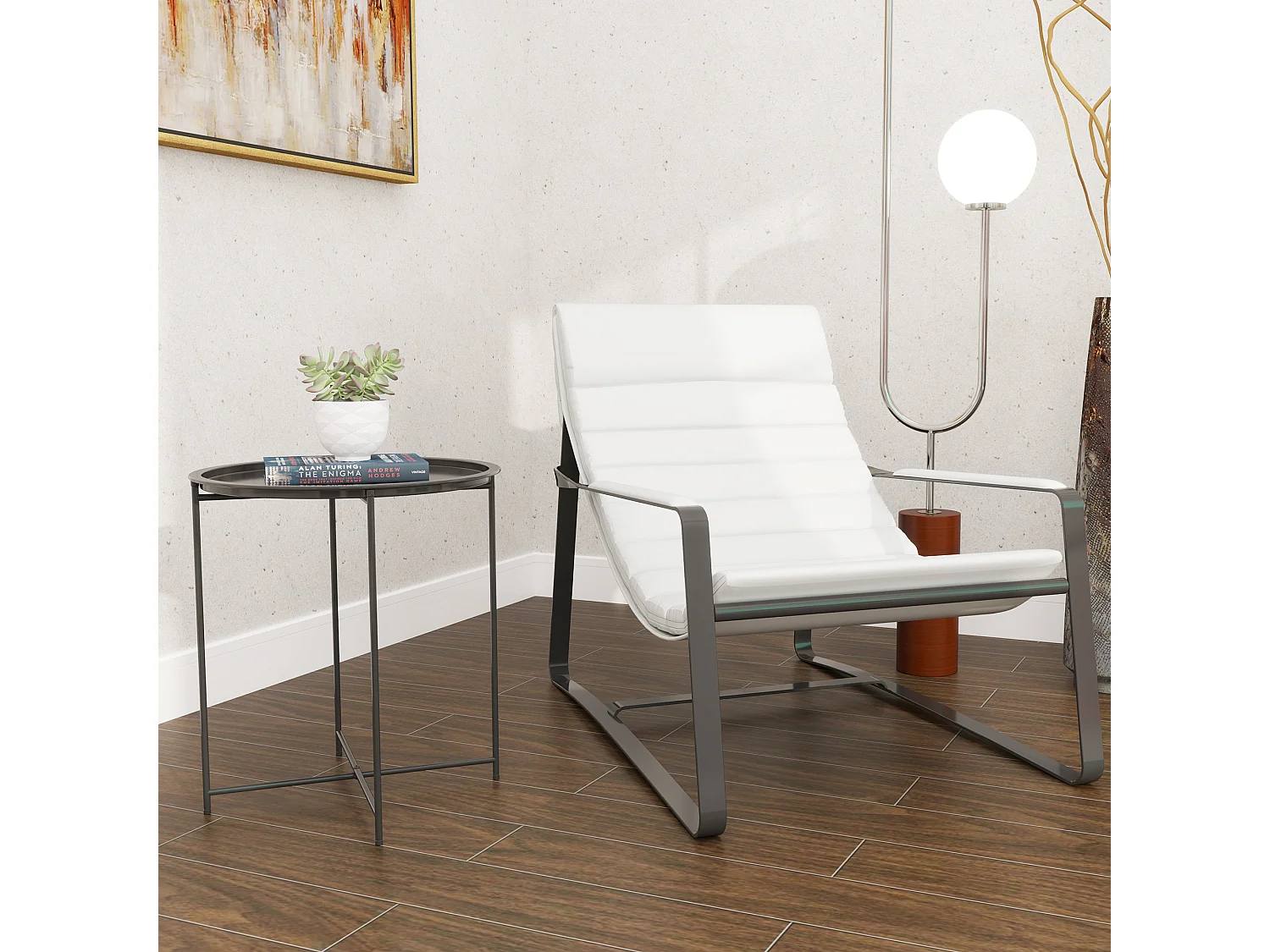 Table d'appoint de jardin pliable - table basse extérieure - dia. 46 x 50H cm - acier époxy noir