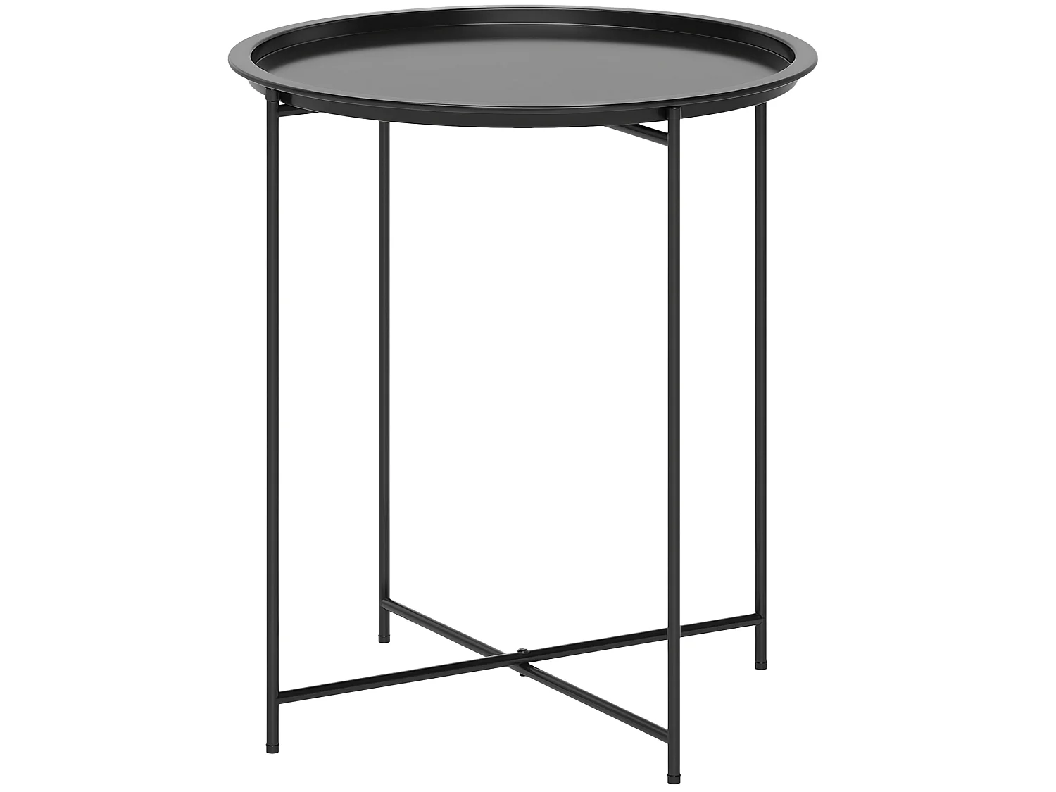 Table d'appoint de jardin pliable - table basse extérieure - dia. 46 x 50H cm - acier époxy noir