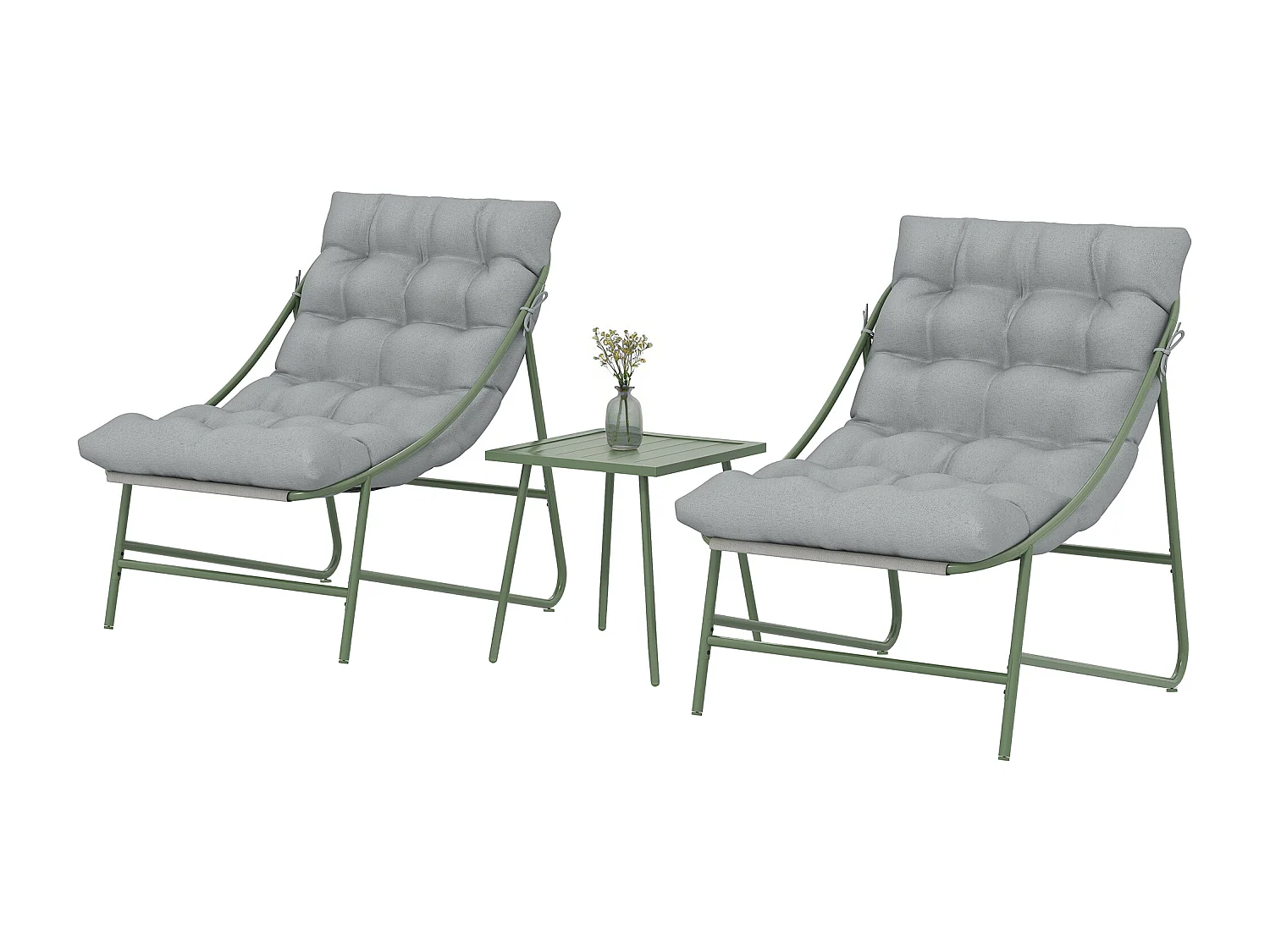 Salon de jardin 2 places 3 pièces ensemble lounge design avec grands coussins