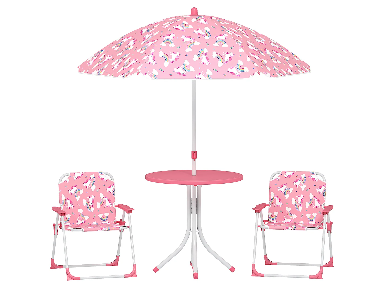 Ensemble salon de jardin enfant 4 pièces design licorne