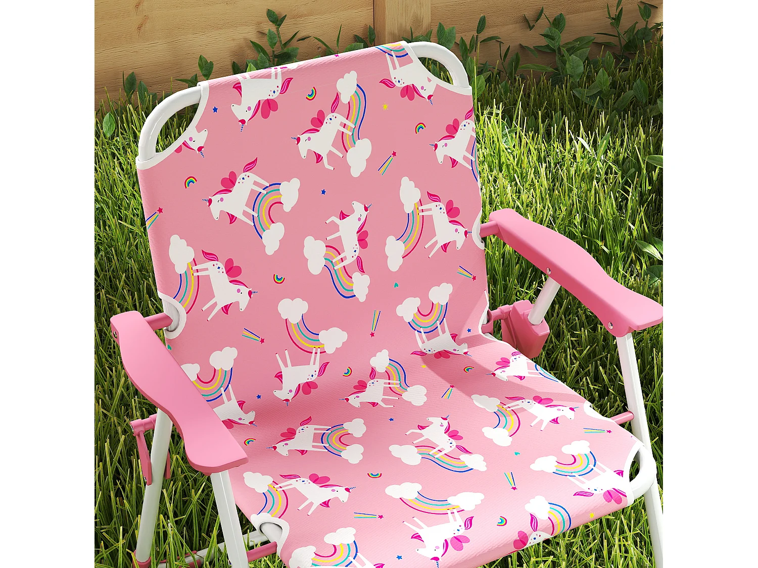 Ensemble salon de jardin enfant 4 pièces design licorne