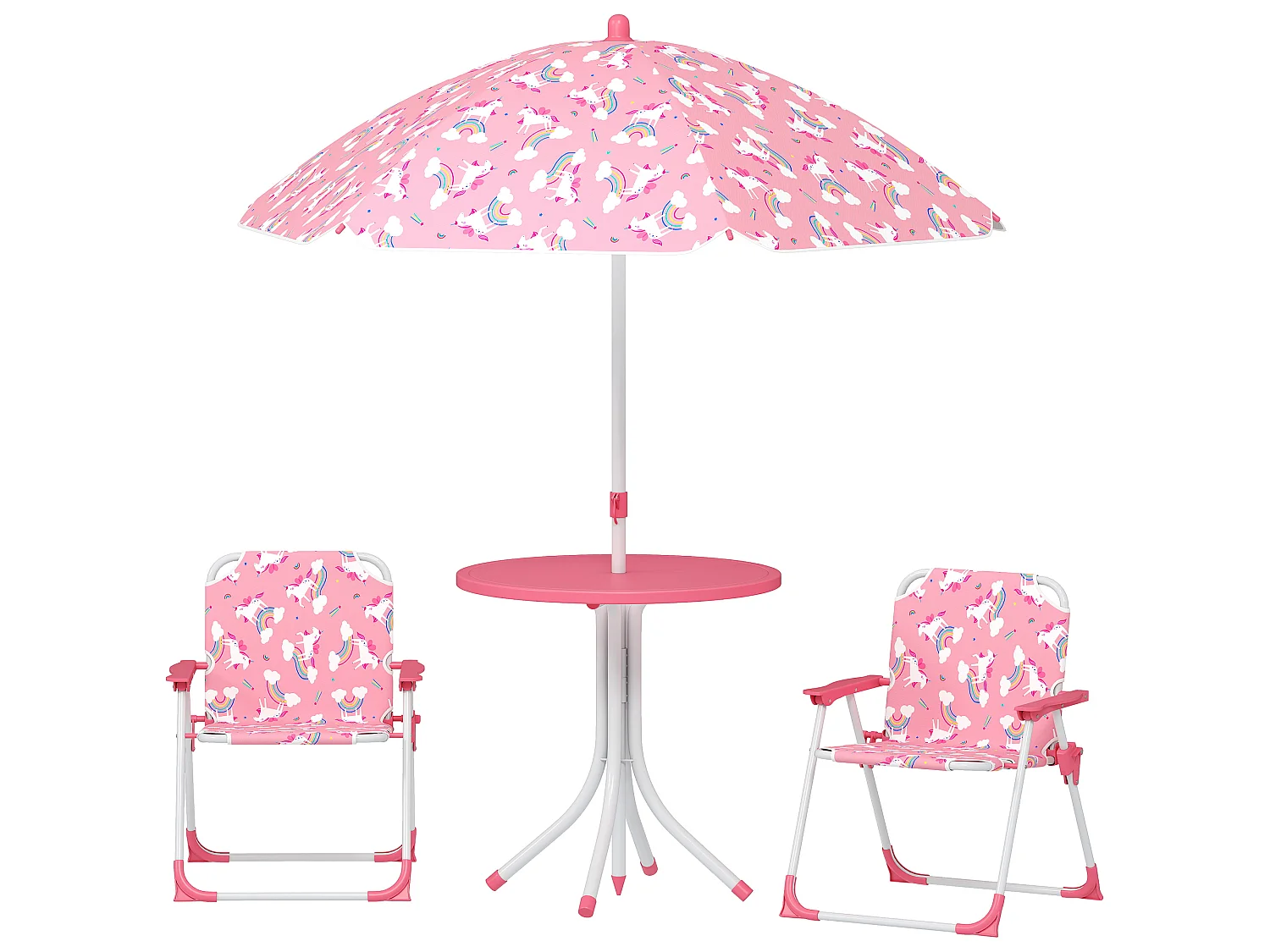 Ensemble salon de jardin enfant 4 pièces design licorne