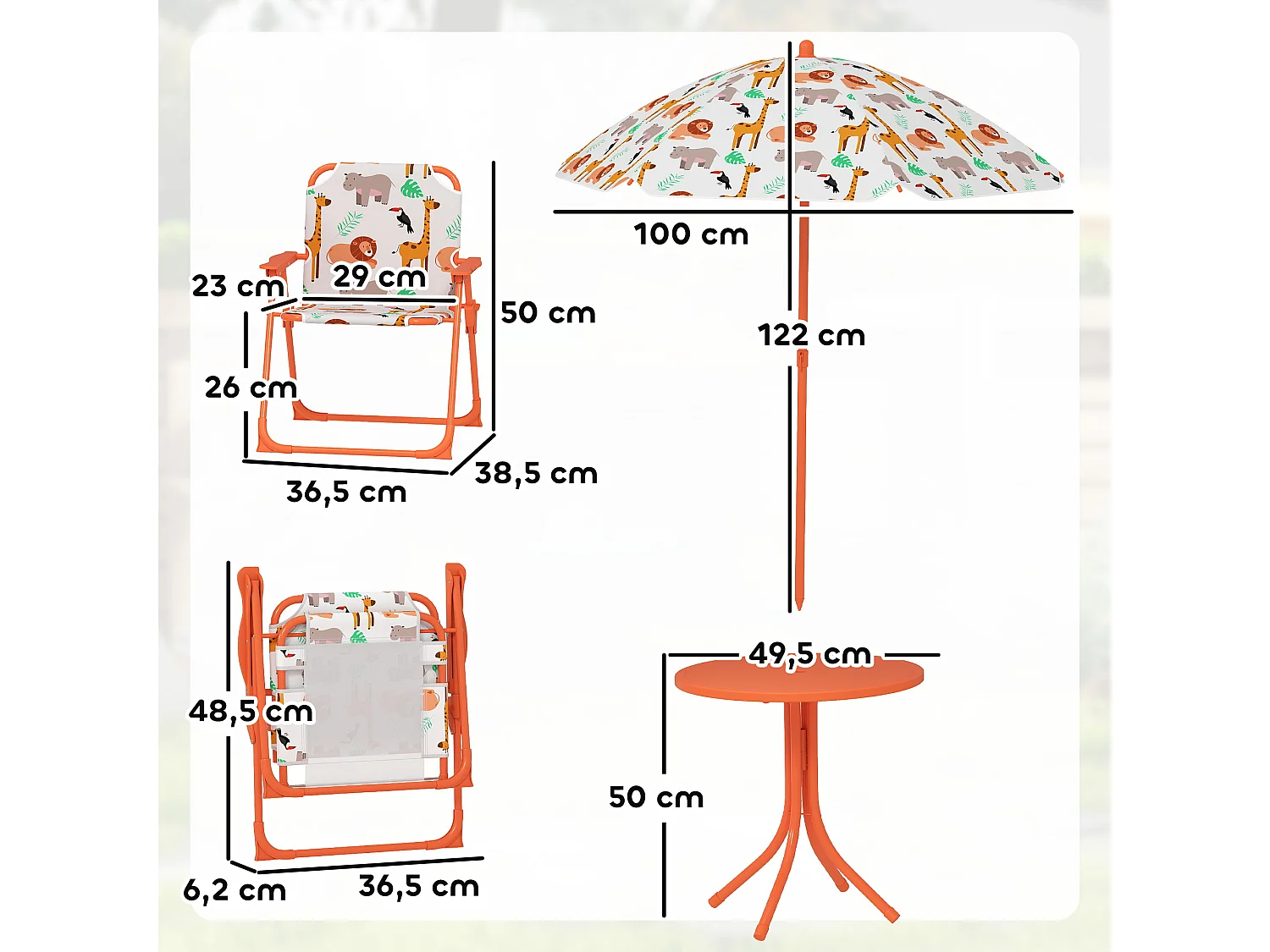 Ensemble salon de jardin enfant 4 pièces design savane