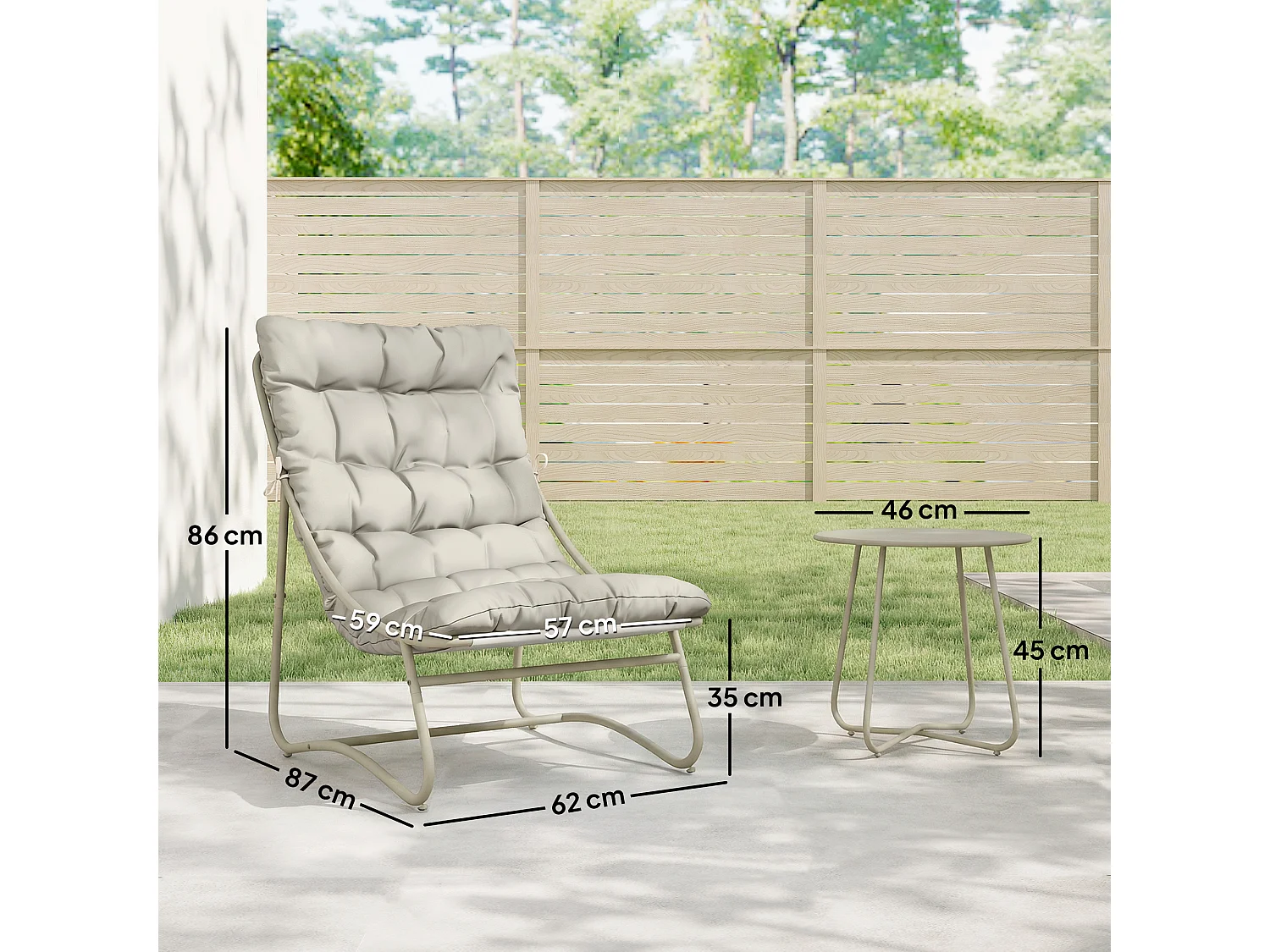 Salon de jardin bistro 3 pièces 2 personnes métal gris